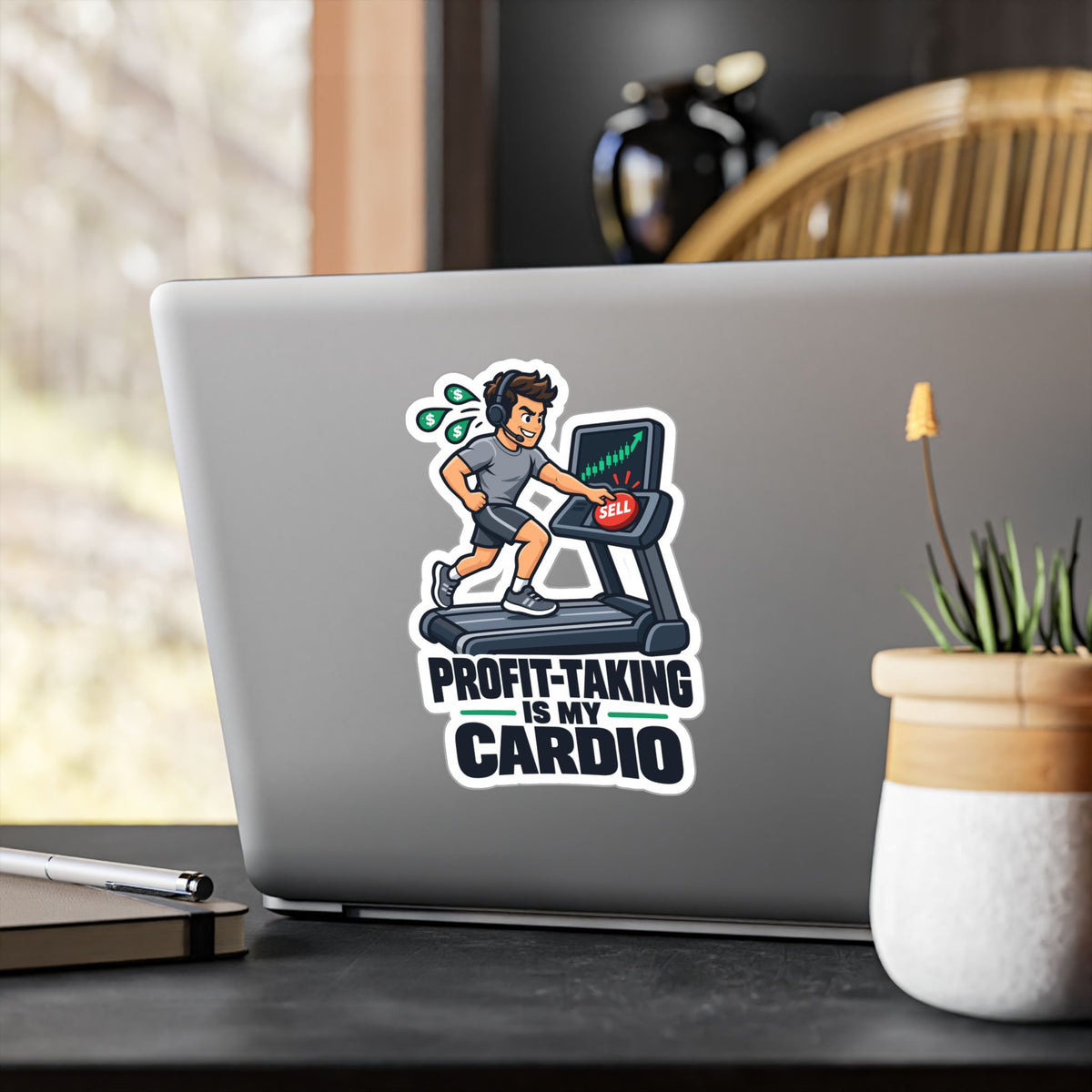 Day Trading Sticker - Profit-Taking Is My Cardio, Stock Market & Forex Trader Decals for Laptop and Water Bottle