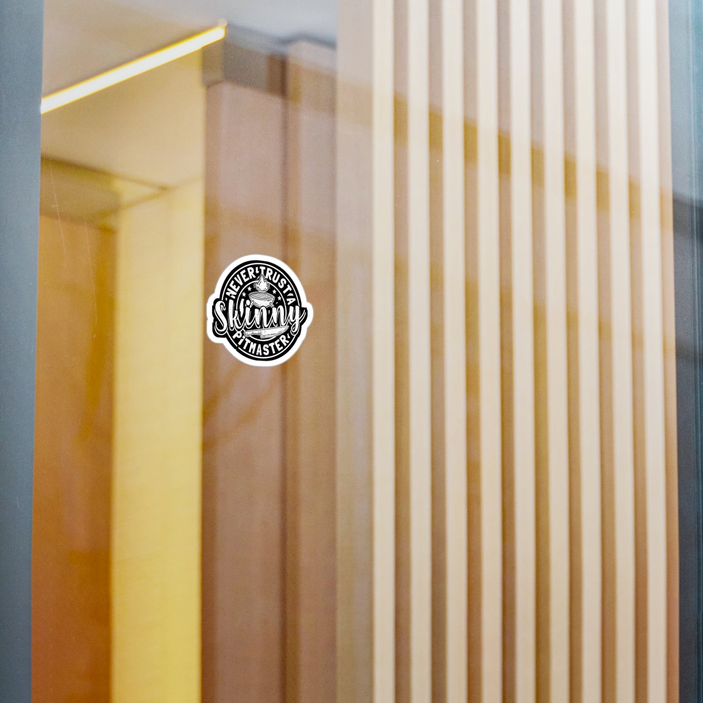 Never Trust A Skinny Pitmaster - Bbq Sticker for Laptop Sticker. Water Bottle Sticker, Vinyl Timer Decal - Bbq Gift