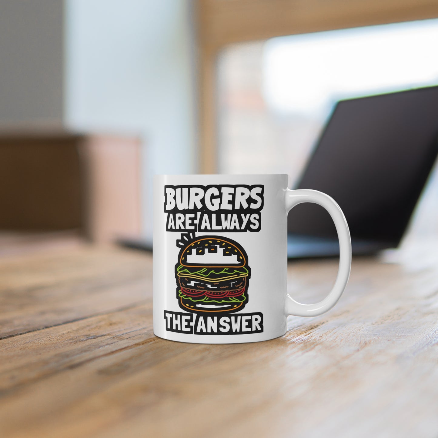 Burgers Are Always The Answer - Buns Mug for Coffee 11oz. Buns Cup, White ceramic, Burger Mug, Hamburger Tea Cup - Buns Gift