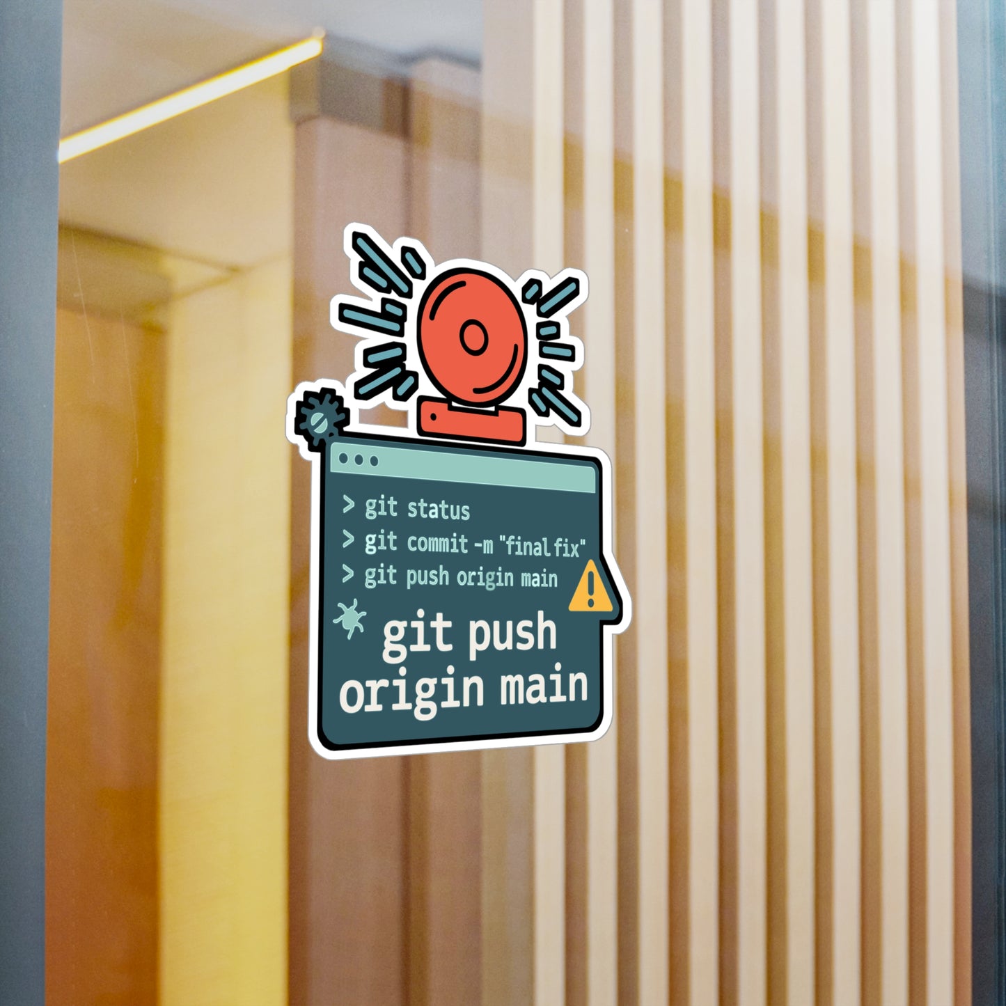 Coder Sticker – "Oops Git Push Origin Main" Waterproof Vinyl Decals for Developers, Fun Programming Git Gift for Laptop or Water Bottle