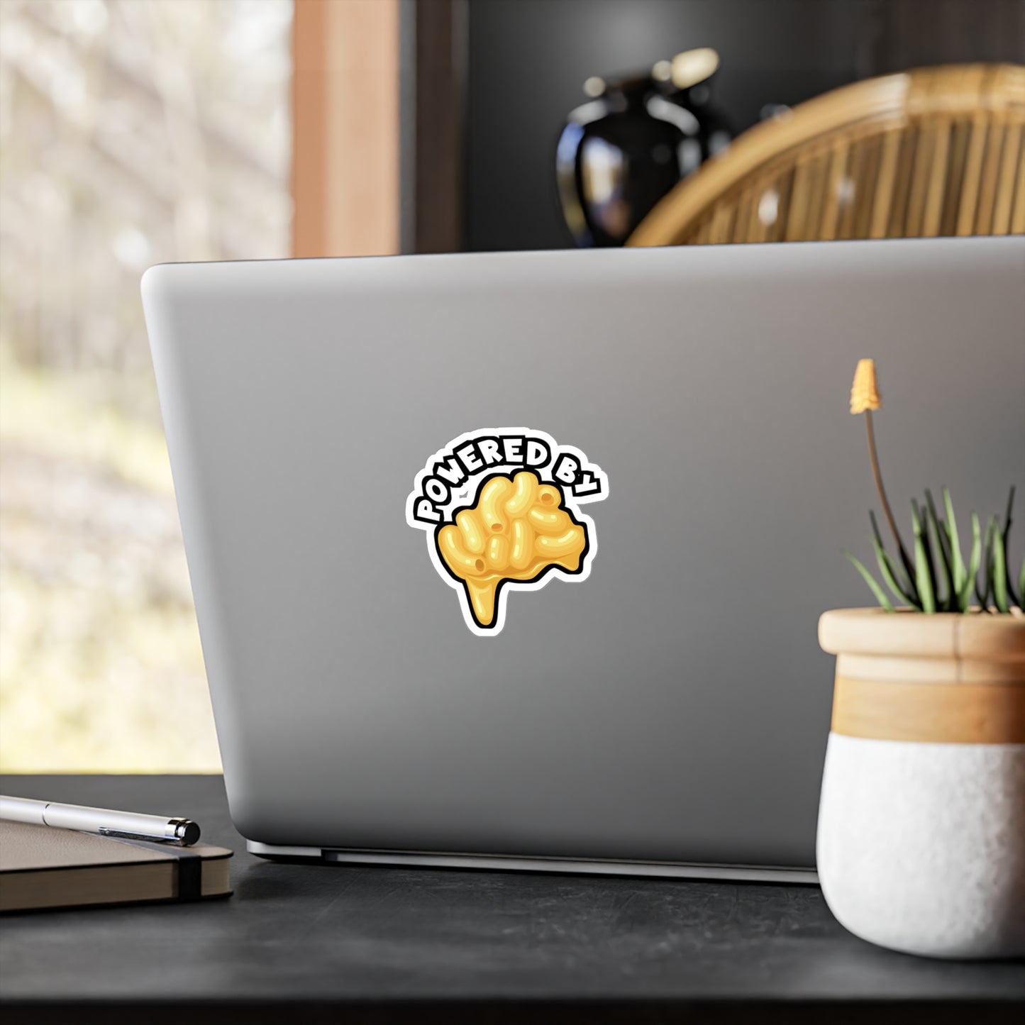 Powered by Mac & Cheese - Macaroni Sticker for Laptop Sticker. Water Bottle Sticker, Vinyl Mac Decal - Macaroni Gift