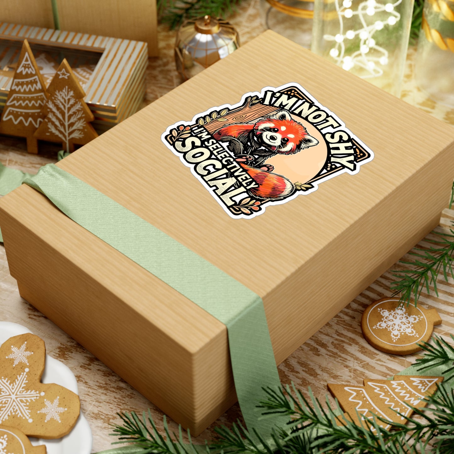 I'm Not Shy I'm Selectively Social – Introvert Sticker for Laptop or Water Bottle | Vinyl Red Panda Decal | Perfect Introvert Gift