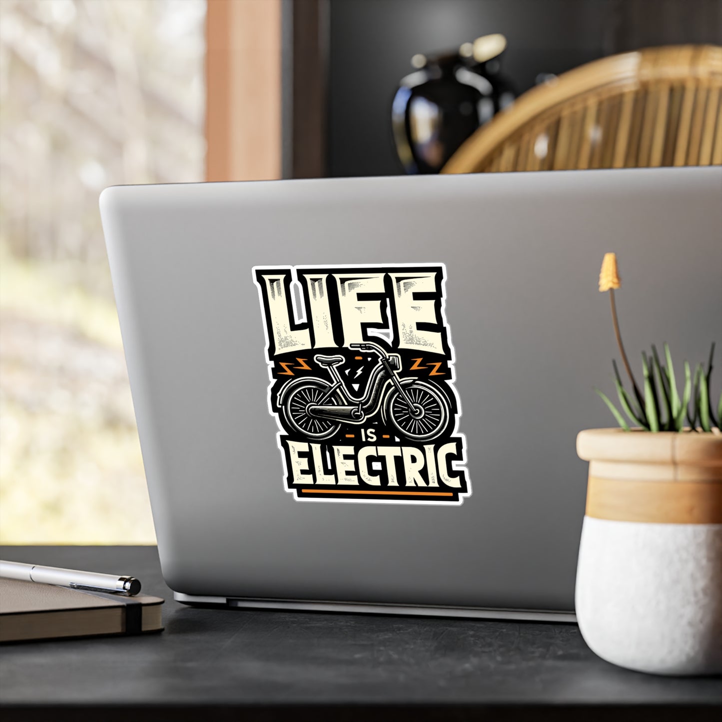 Life Is Electric - E-bike Sticker for Car Laptop Sticker. Water Bottle Sticker, Vinyl Electric-bike Decal - E-bike Gift