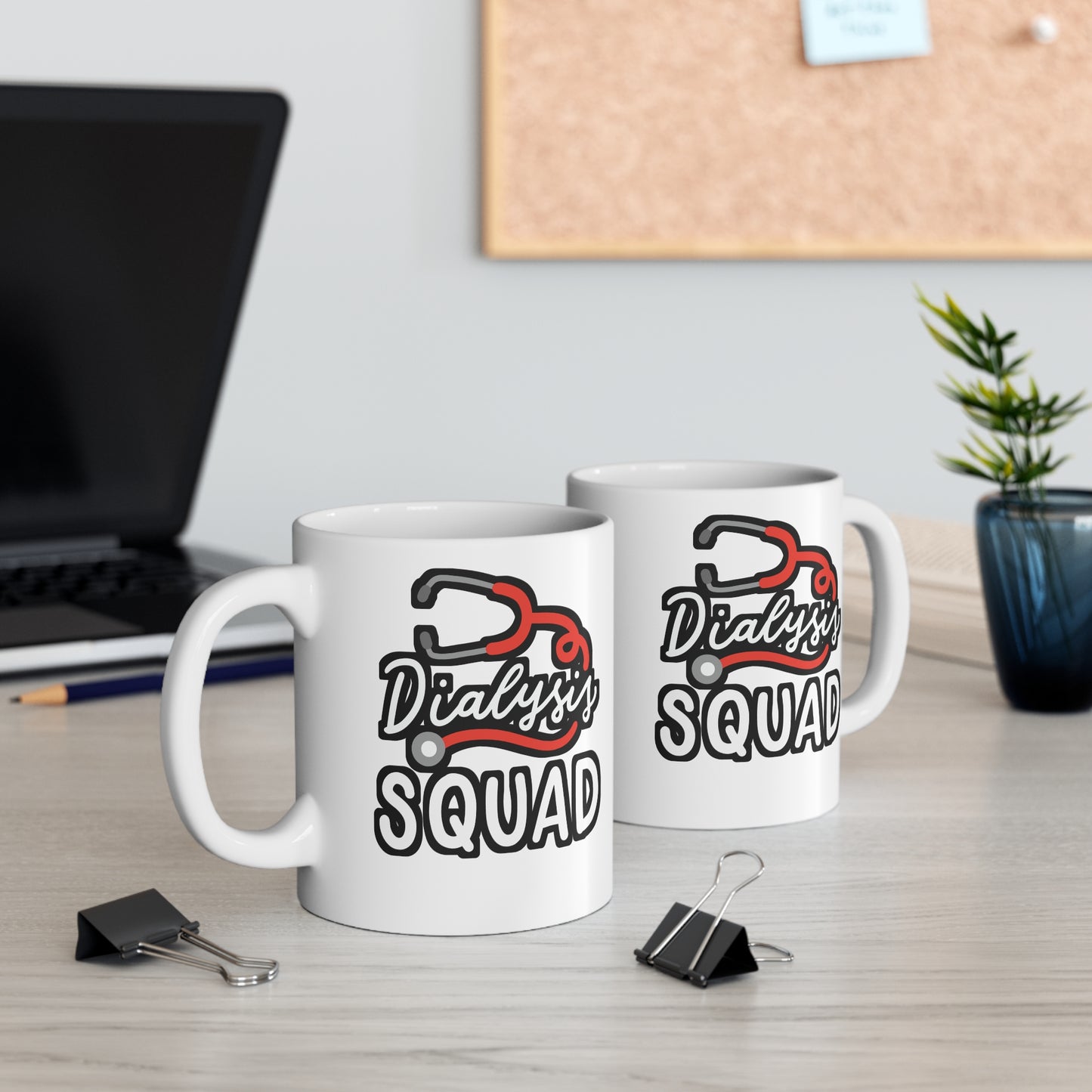 Dialysis Squad - Dialysis Mug for Coffee 11oz. Dialysis Cup, White ceramic, Kidney Mug, Stone Tea Cup - Dialysis Gift