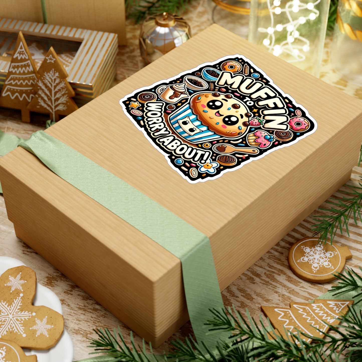 Muffin to Worry About - Muffin Sticker for Laptop Sticker. Water Bottle Sticker, Vinyl Baking Decal - Muffin Gift