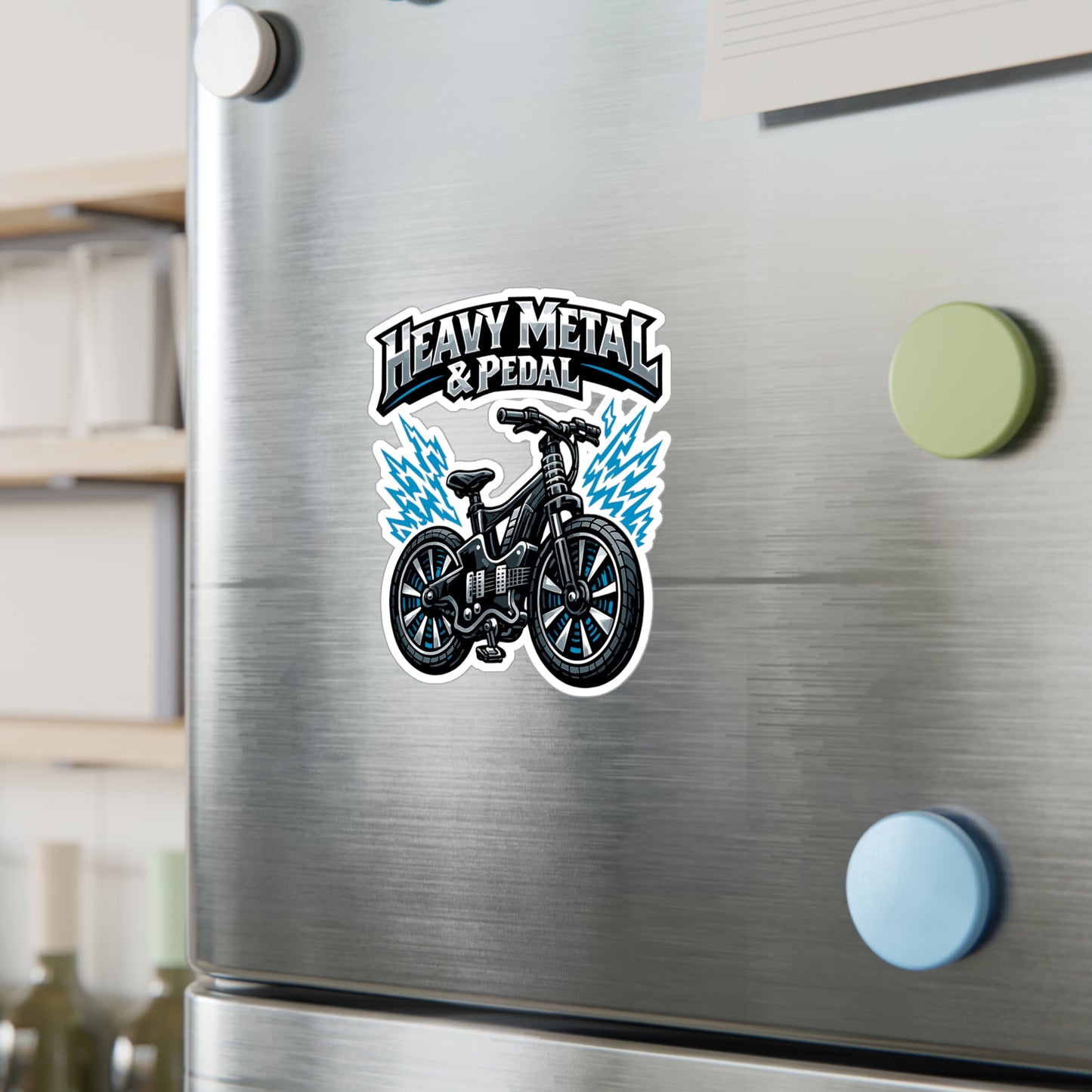E-Bike Sticker Heavy Metal & Pedal Design, Waterproof Vinyl Decals for Electric Bike, Laptop or Water Bottle, eCycling e Cyclist Gift