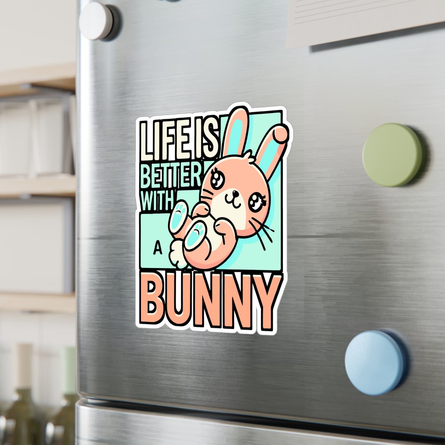 Life Is Better With A Bunny – Vinyl Rabbit Sticker for Laptop & Water Bottle | Cute Bunny Decal Gift for Animal Lovers