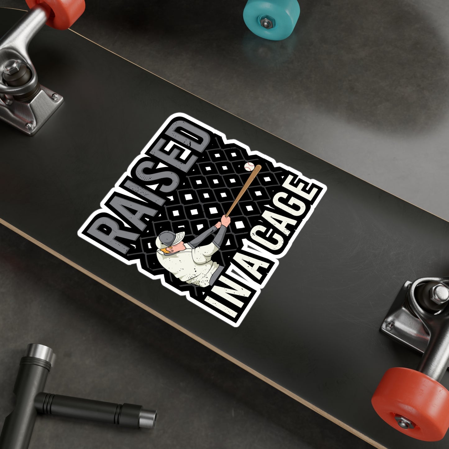 Raised In a Cage Baseball - Baseball Sticker for Laptop Sticker. Water Bottle Sticker, Vinyl Softball Decal - Baseball Gift