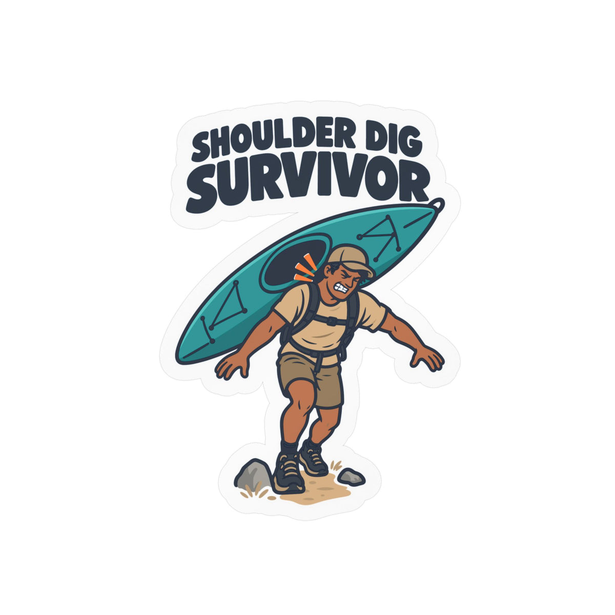 Kayak Sticker – Shoulder Dig Survivor Decals for Kayaking and Rowing Fans, Laptop and Water Bottle