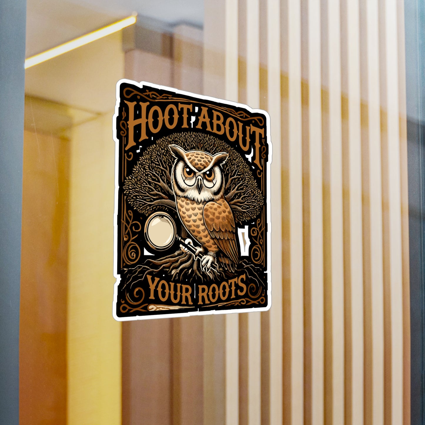 Hoot About Your Roots - Genealogy Sticker for Laptop Sticker. Water Bottle Sticker, Vinyl Family tree Decal - Genealogy Gift