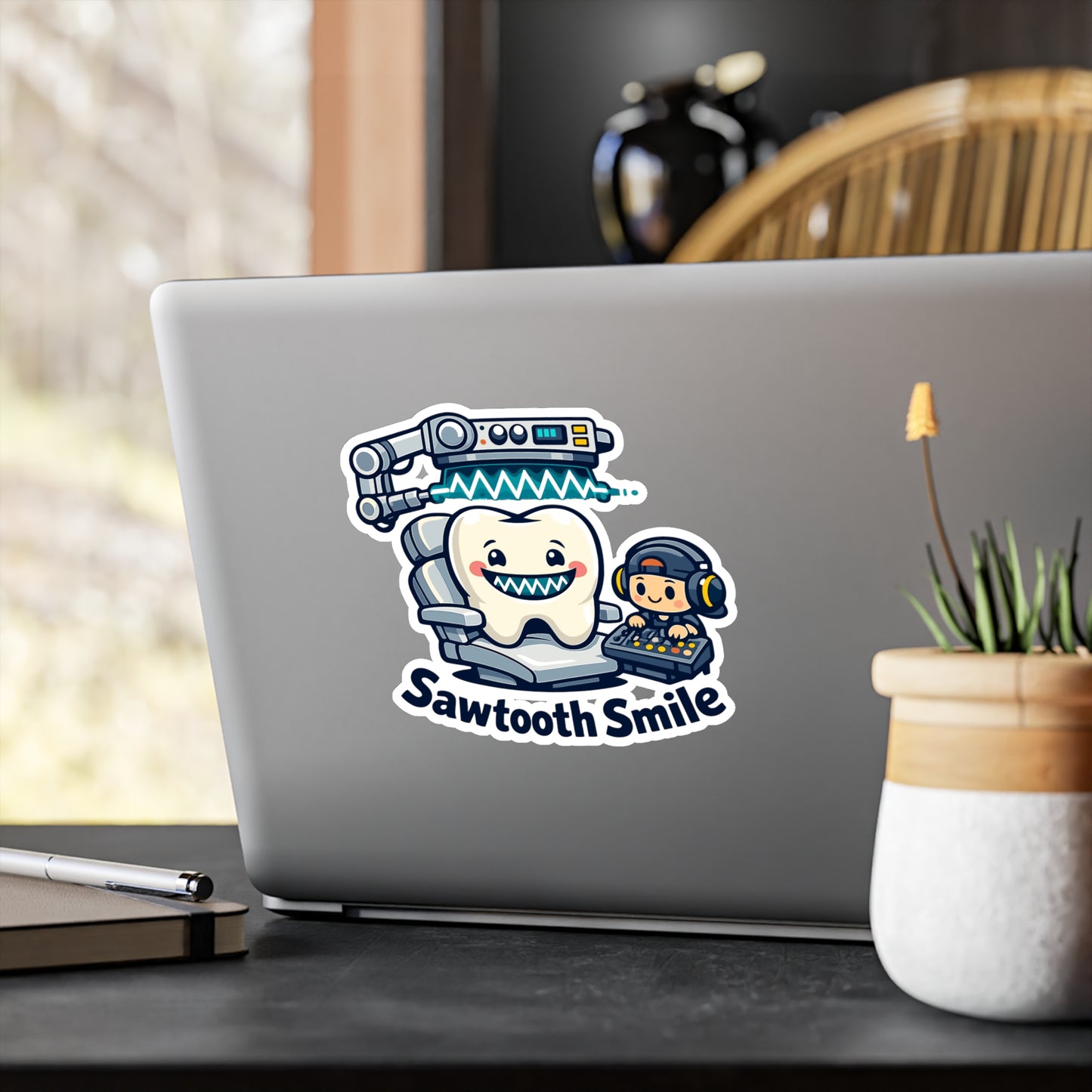 Audio Engineer Sticker Sawtooth Smile Waterproof Vinyl sticker decals for Laptop, Water Bottle, monitor sound engineer audio technician