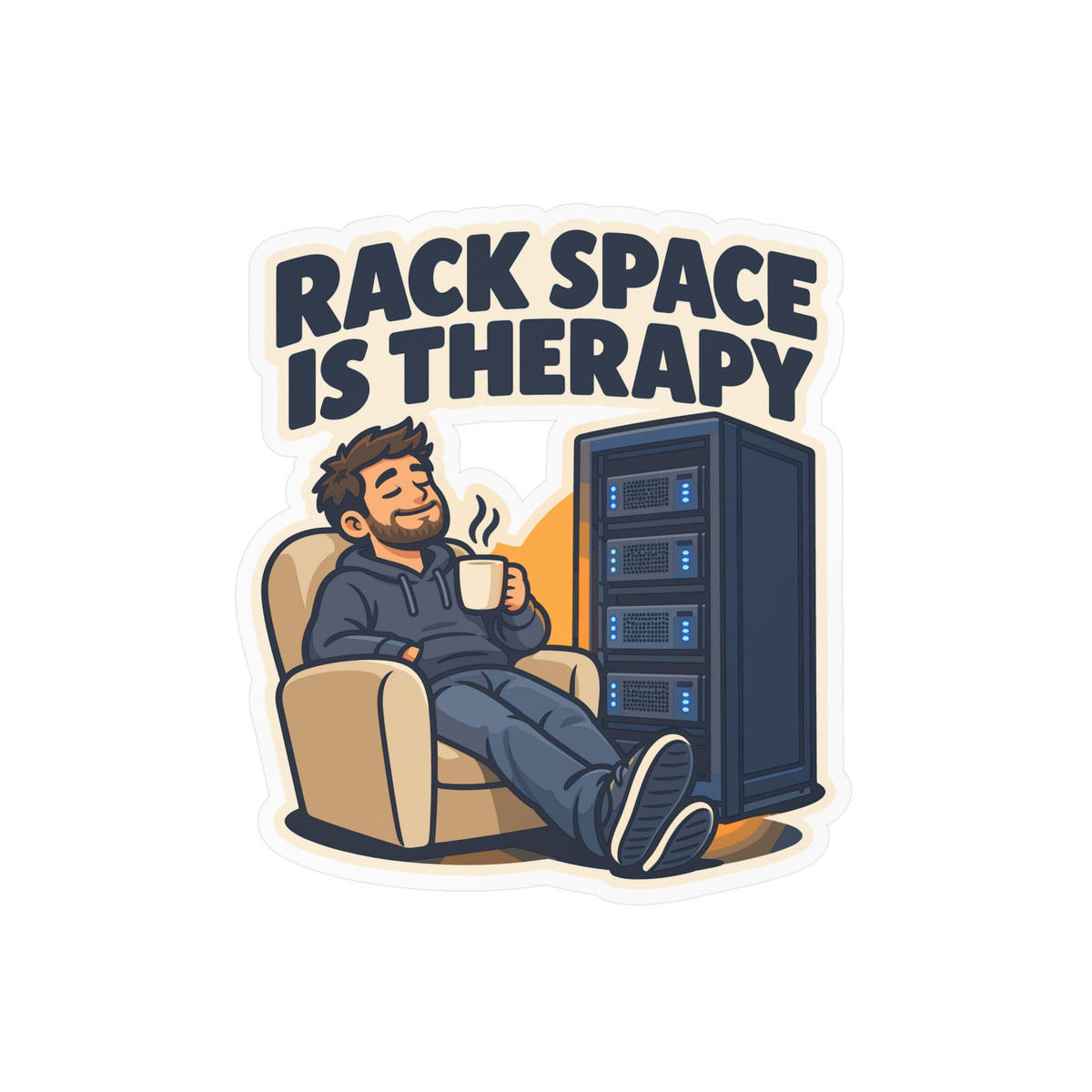tech Sticker – Rack Space Is Therapy, Reboot Button and Bandage Humor Decals for Laptop and Water Bottle