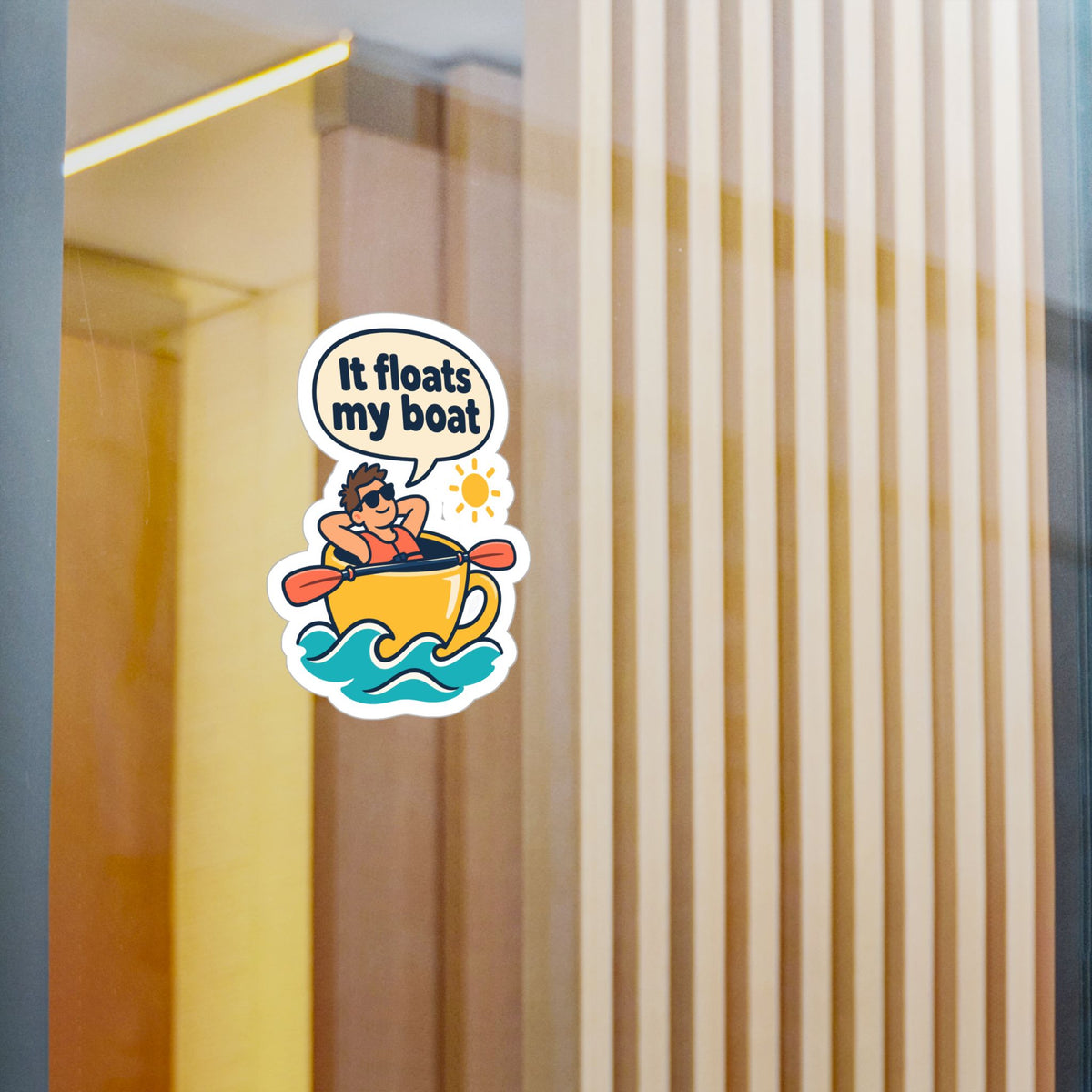 Kayak Sticker – It Floats My Boat Design for Kayaking and Rowing Fans, Kayaker Decals for Laptop or Water Bottle