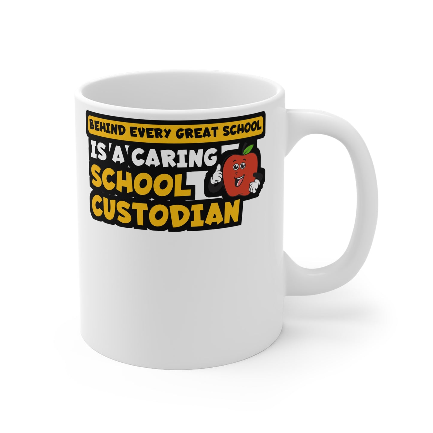 Behind Every Great School is a Caring School Custodian - School-counselor Mug for Coffee 11oz. School-counselor Cup, White ceramic, Counselor Mug - School-counselor Gift