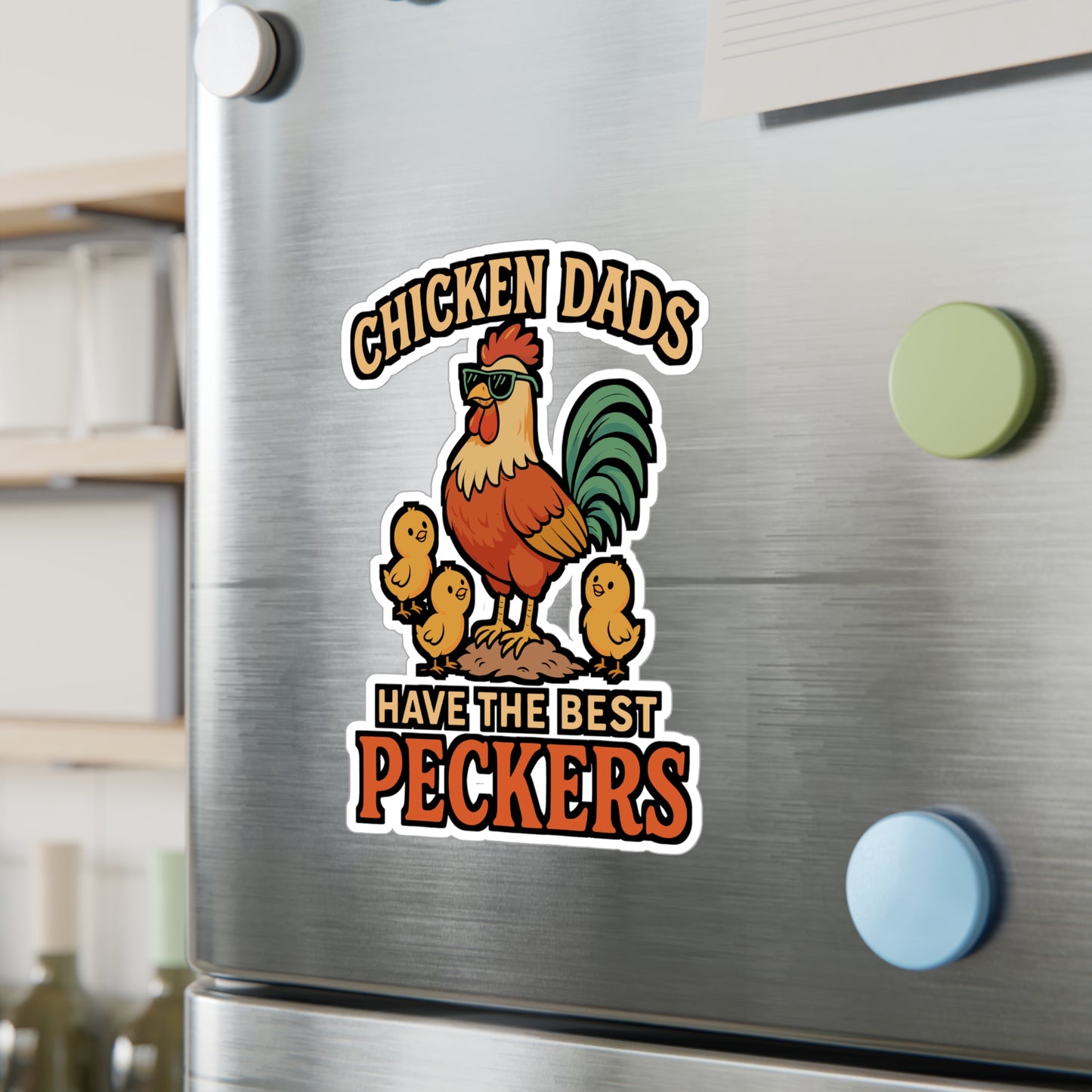 Chicken Dads Have The Best Peckers – Funny Rooster Sticker for Laptop or Water Bottle | Chicken Dad Gift, Vinyl Decal