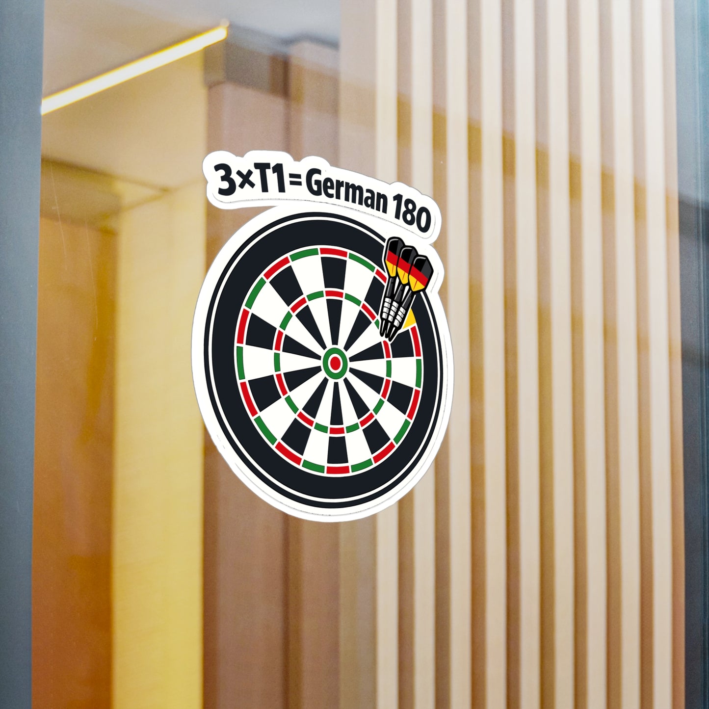 Dart Sticker 3×T1 = German 180 Funny Dartboard Decals, Waterproof Vinyl for Laptop Water Bottle, Drinking Team Arrow Design