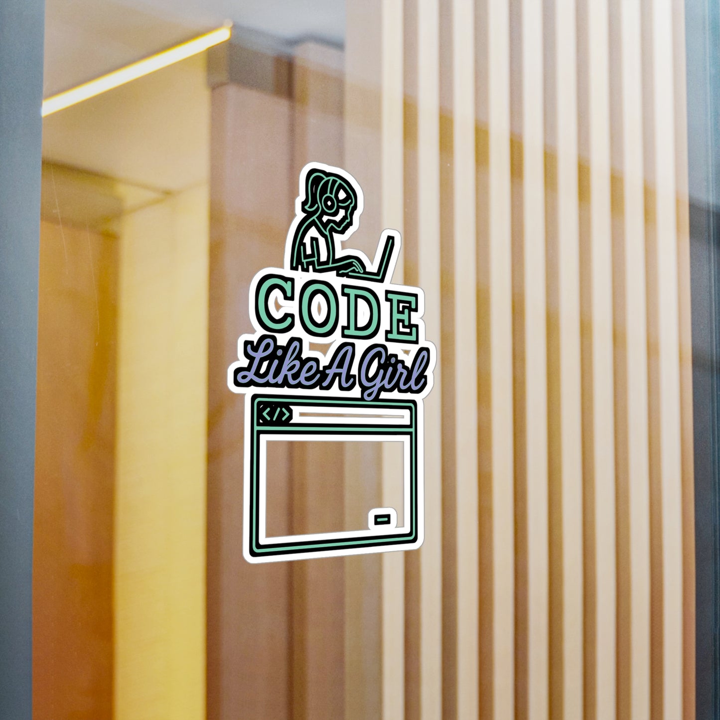 Code Like A Girl – Vinyl Sticker for Laptop or Water Bottle | Programmer Gift, Coding Decor, Tech Accessory