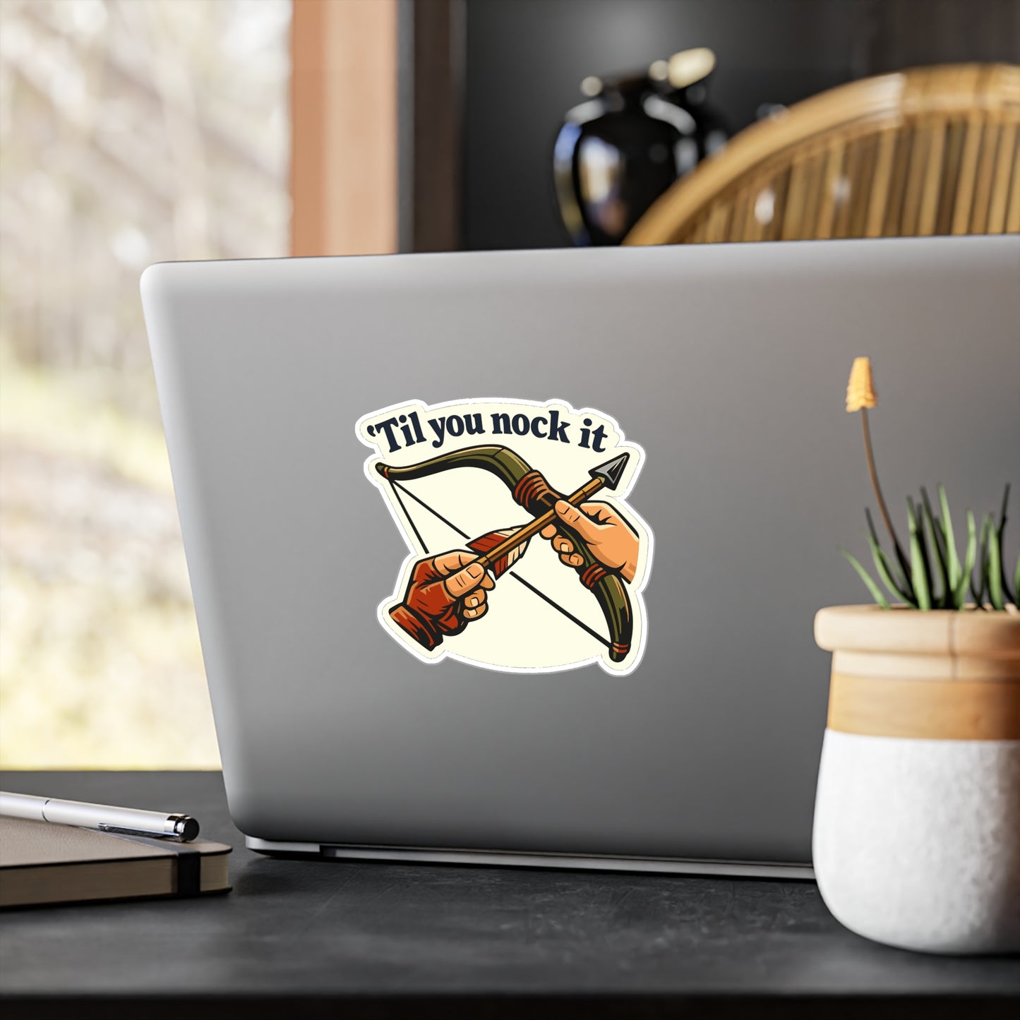 Archery Sticker Til You Nock It - Funny Archer Hunting Decals, Waterproof Vinyl for Laptop or Water Bottle