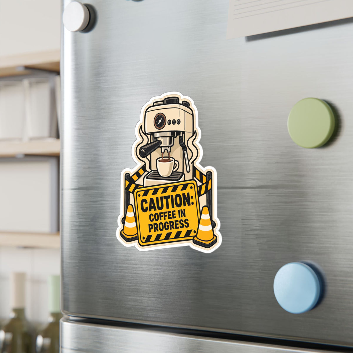 Espresso Sticker - Caution: Coffee in Progress - Fun Decals for Your Grinder or Digital Scale