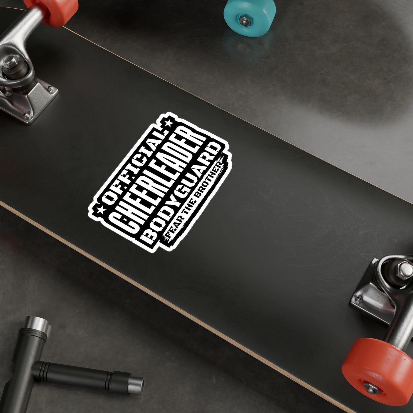 Official Cheerleader Bodyguard Fear The Brother - Cheerleading Sticker for Laptop Sticker. Water Bottle Sticker, Vinyl Cute Decal - Cheerleading Gift