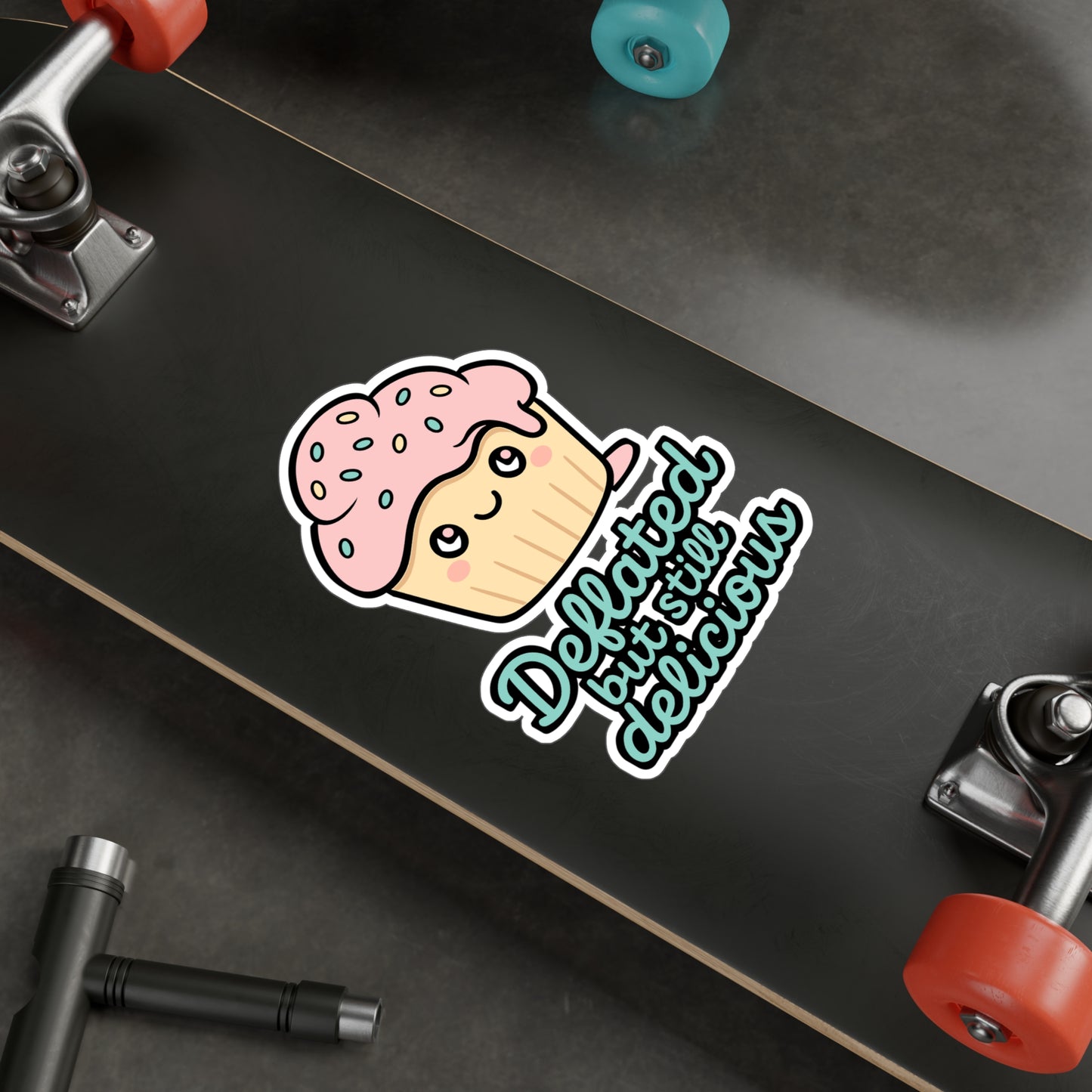 Cupcake Sticker – Deflated But Still Delicious Decals for Laptop, Water Bottle – Sweet Vinyl, Waterproof Cupcake Design