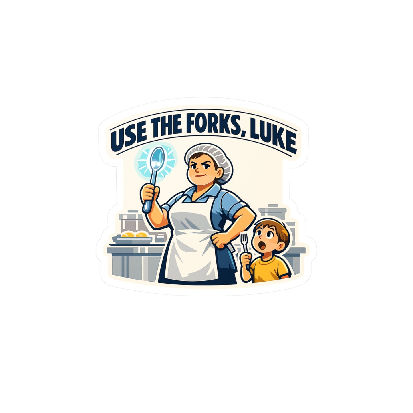 Lunch Lady Sticker Use the Forks, Luke Funny School Canteen Vinyl Waterproof sticker decals for Laptop Water Bottle