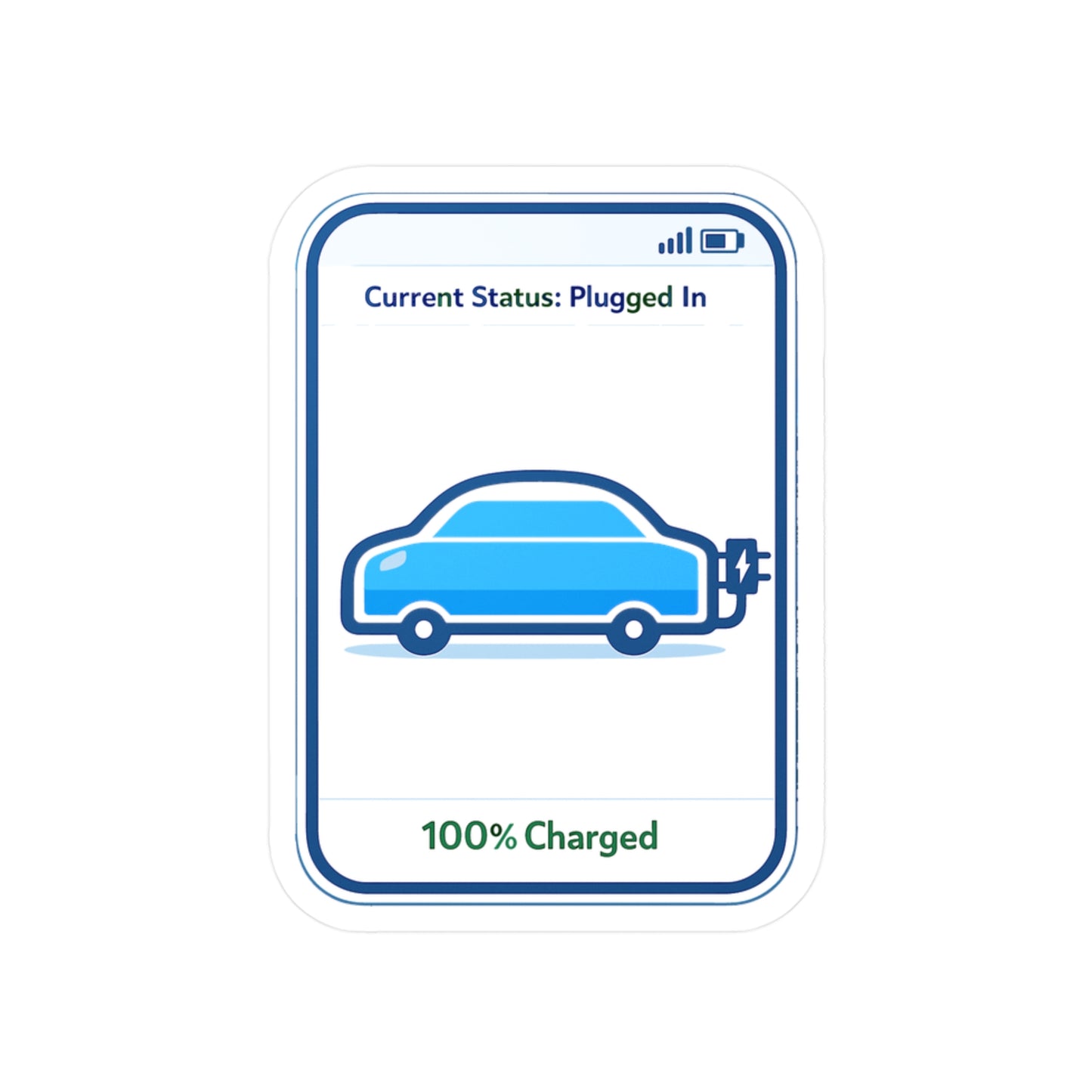 Electric Car Sticker "Current Status: Plugged In" – Waterproof Vinyl decals for Laptop, Water Bottle, Electric Vehicle Rechargeable Battery