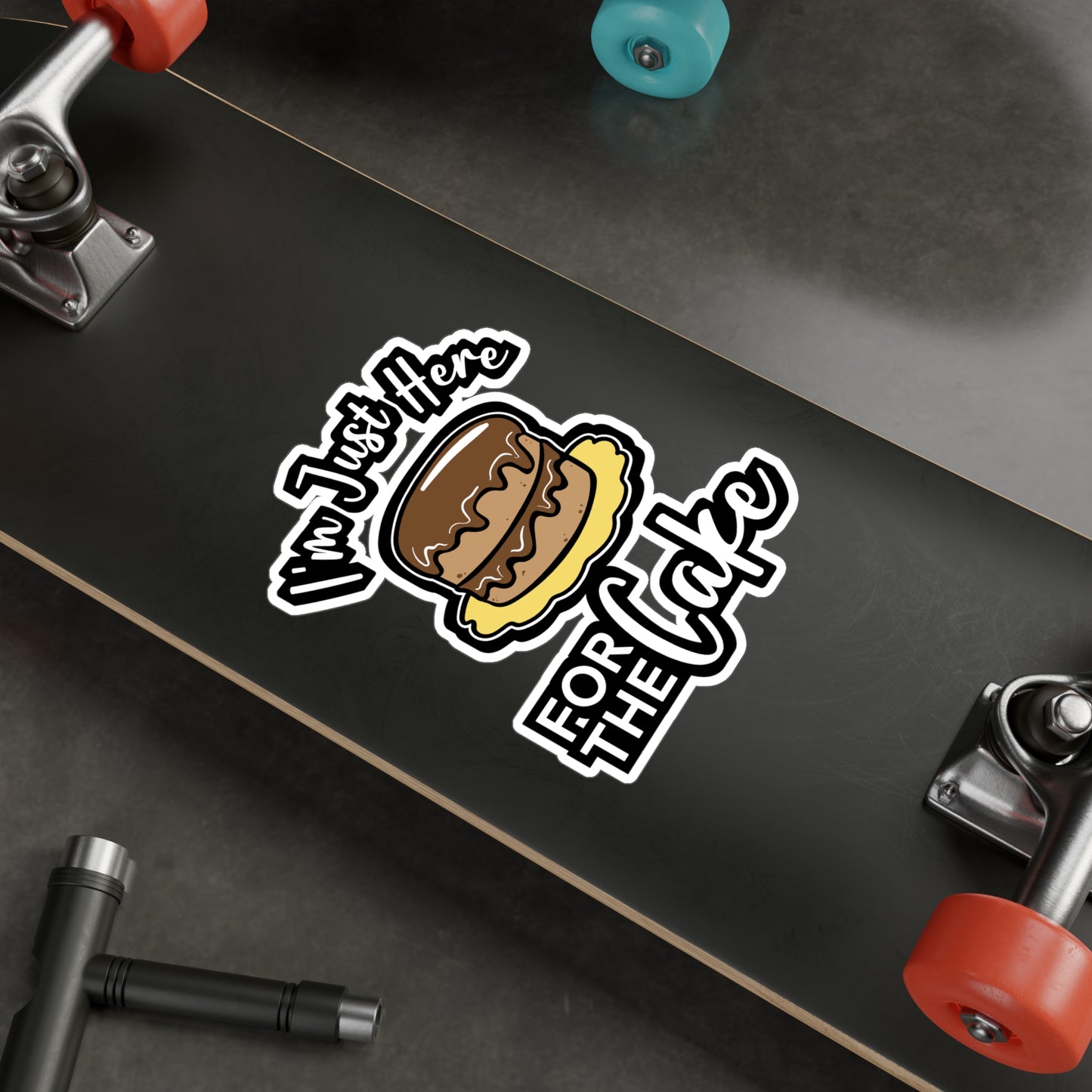 I'm Just Here For The Cake - Baking Sticker for Laptop Sticker. Water Bottle Sticker, Vinyl Whisk Decal - Baking Gift