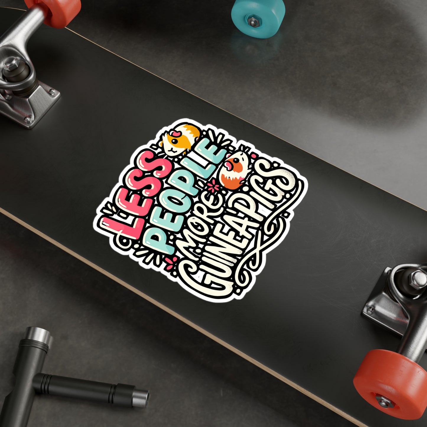 Less People More Guinea Pigs – Funny Guinea Pig Sticker for Laptop or Water Bottle | Cute Vinyl Cavy Gift