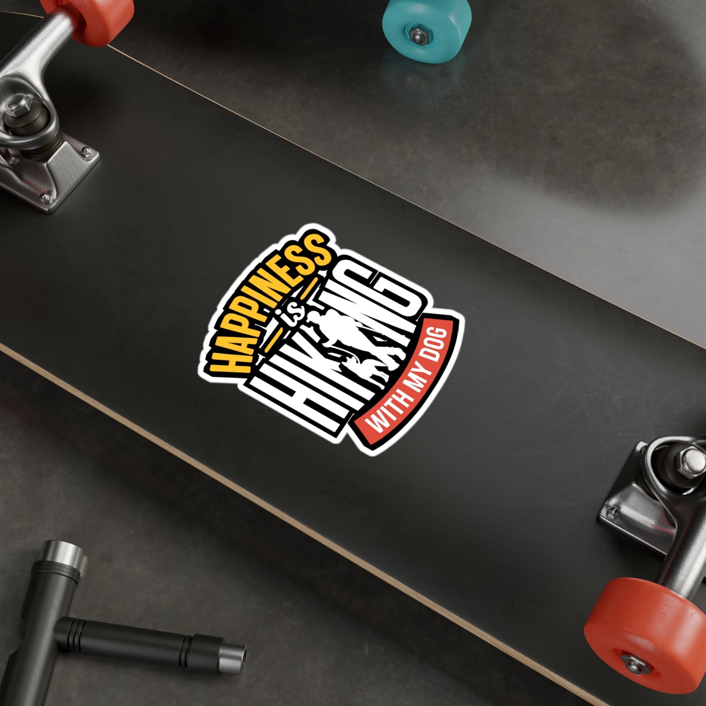 Happiness Is Hiking With My Dog - Hiking Sticker for Car Laptop Sticker. Water Bottle Sticker, Vinyl Hiker Decal - Hiking Gift