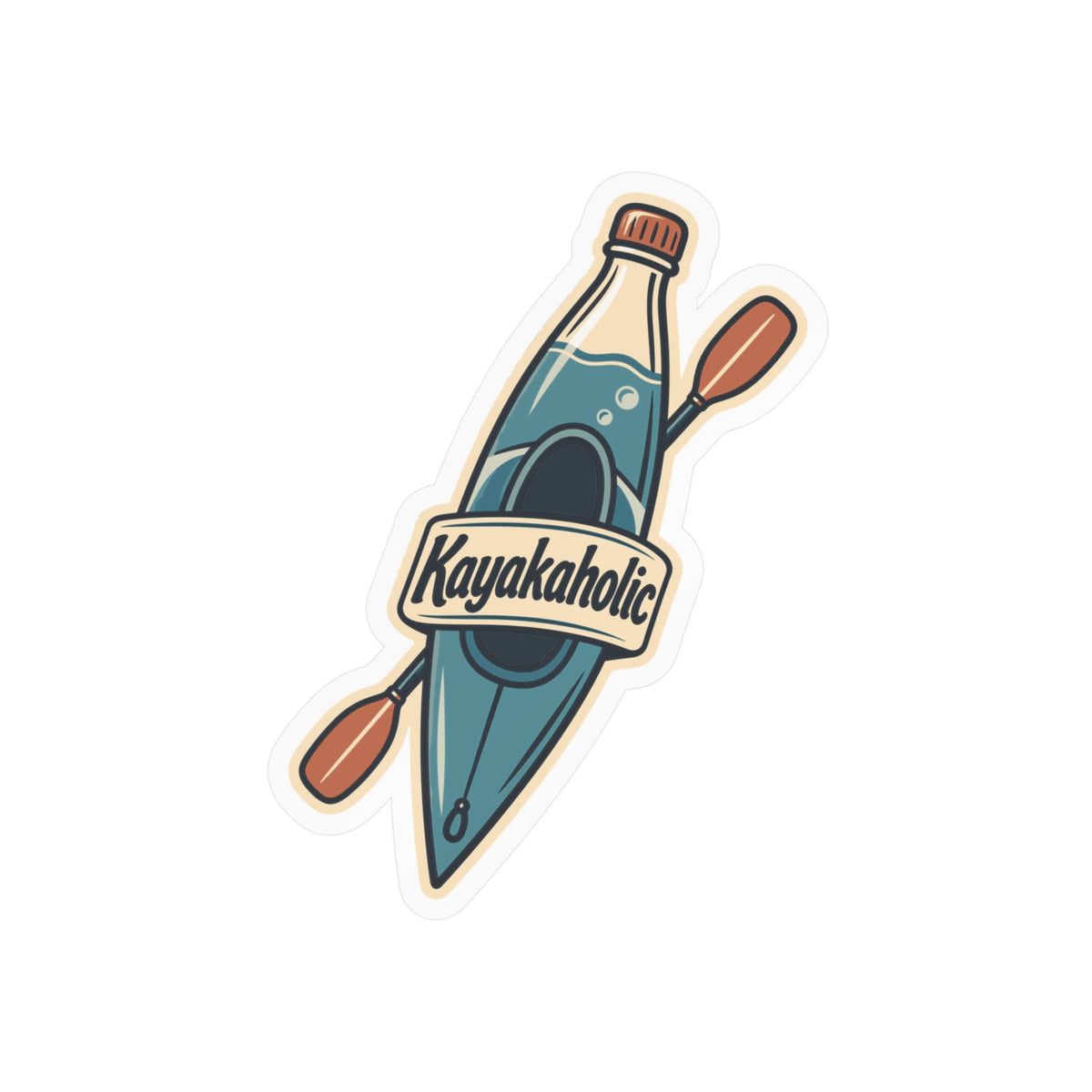Kayak Sticker - Kayakaholic Decals for Kayaking and Rowing Fans, Kayaker Design for Laptop or Water Bottle
