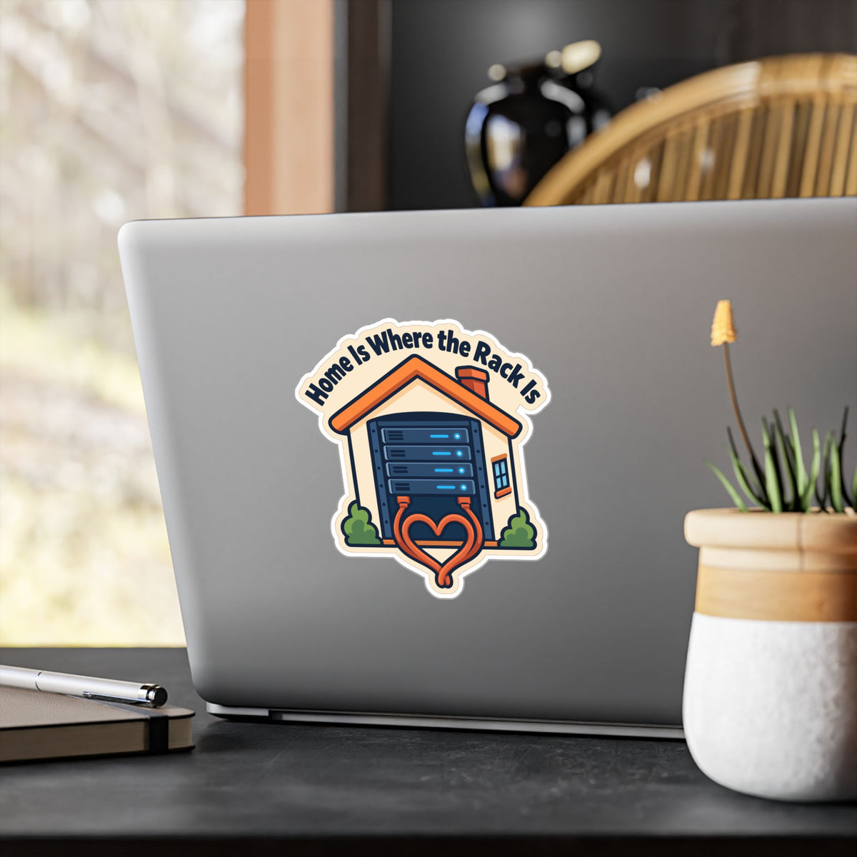 tech Sticker - Home Is Where The Rack Is - Reboot Button Bandage decals for Laptop and Water Bottle