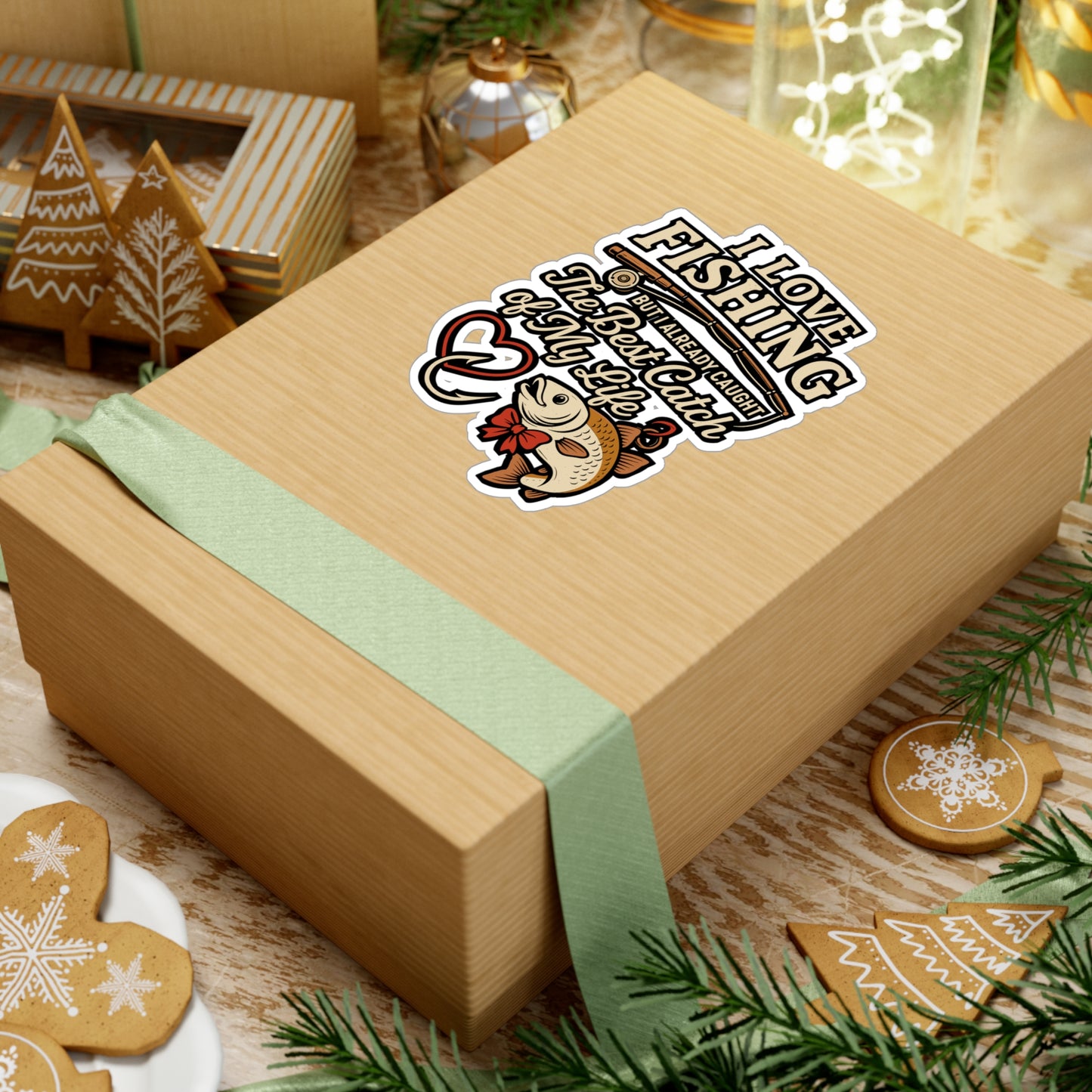 I Love Fishing with the Best Catch of My Life – Fishing Sticker for Laptop, Water Bottle & Romantic Angler Gifts