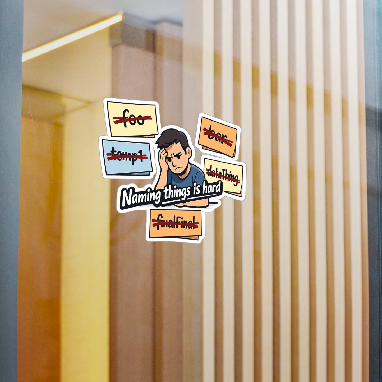 Coding Sticker Naming Things Is Hard Funny Programmer Decals, Waterproof Vinyl for Laptop, Water Bottle, Source Code Semicolon Humor
