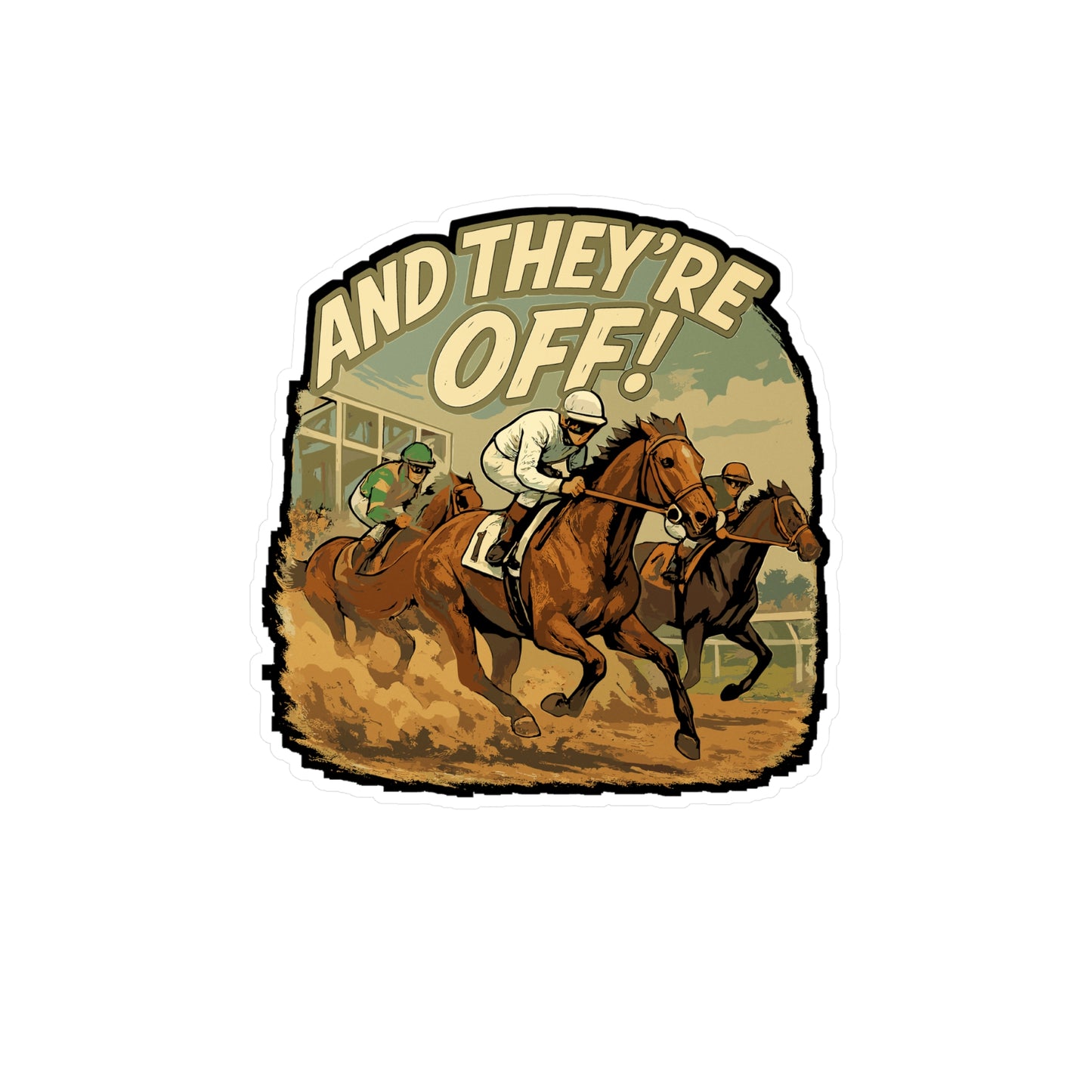 Horse Sticker - "And They're Off" Equestrian Dressage Decals, Waterproof Vinyl Horseback Riding Decor for Laptop, Water Bottle