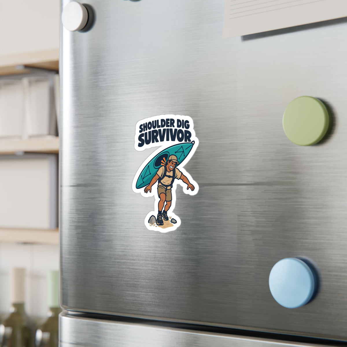 Kayak Sticker – Shoulder Dig Survivor Decals for Kayaking and Rowing Fans, Laptop and Water Bottle