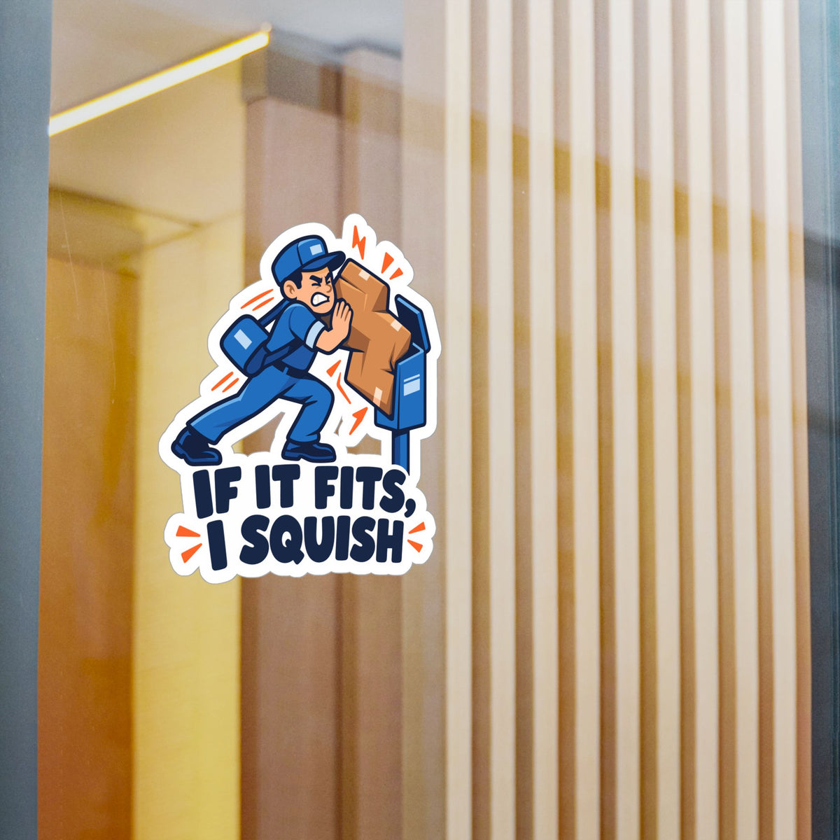 Postal Worker Sticker “If It Fits, I Squish” Funny Rural Carrier Mailbox Decals for Laptop, Water Bottle Waterproof Vinyl