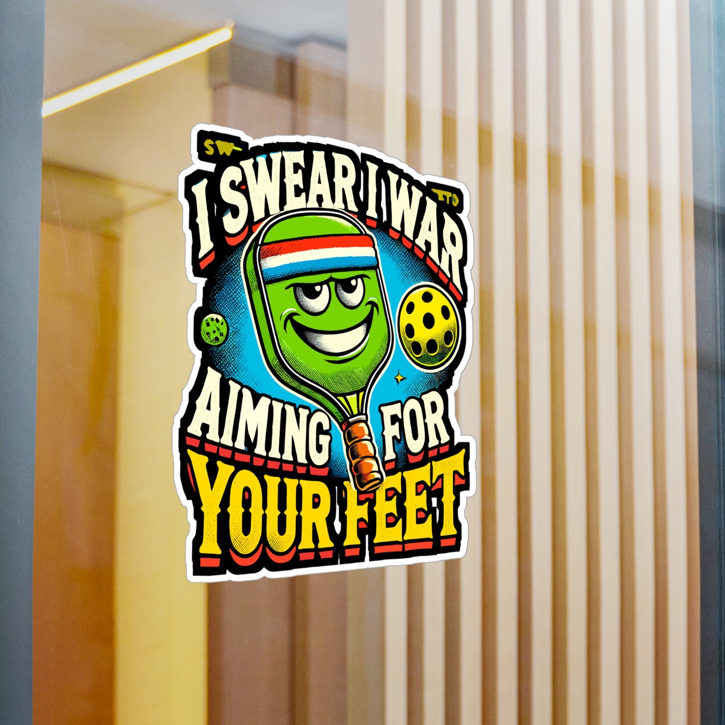 I Swear I was aiming for your Feet - Pickleball Sticker for Laptop Sticker. Water Bottle Sticker, Vinyl Dink Decal - Pickleball Gift