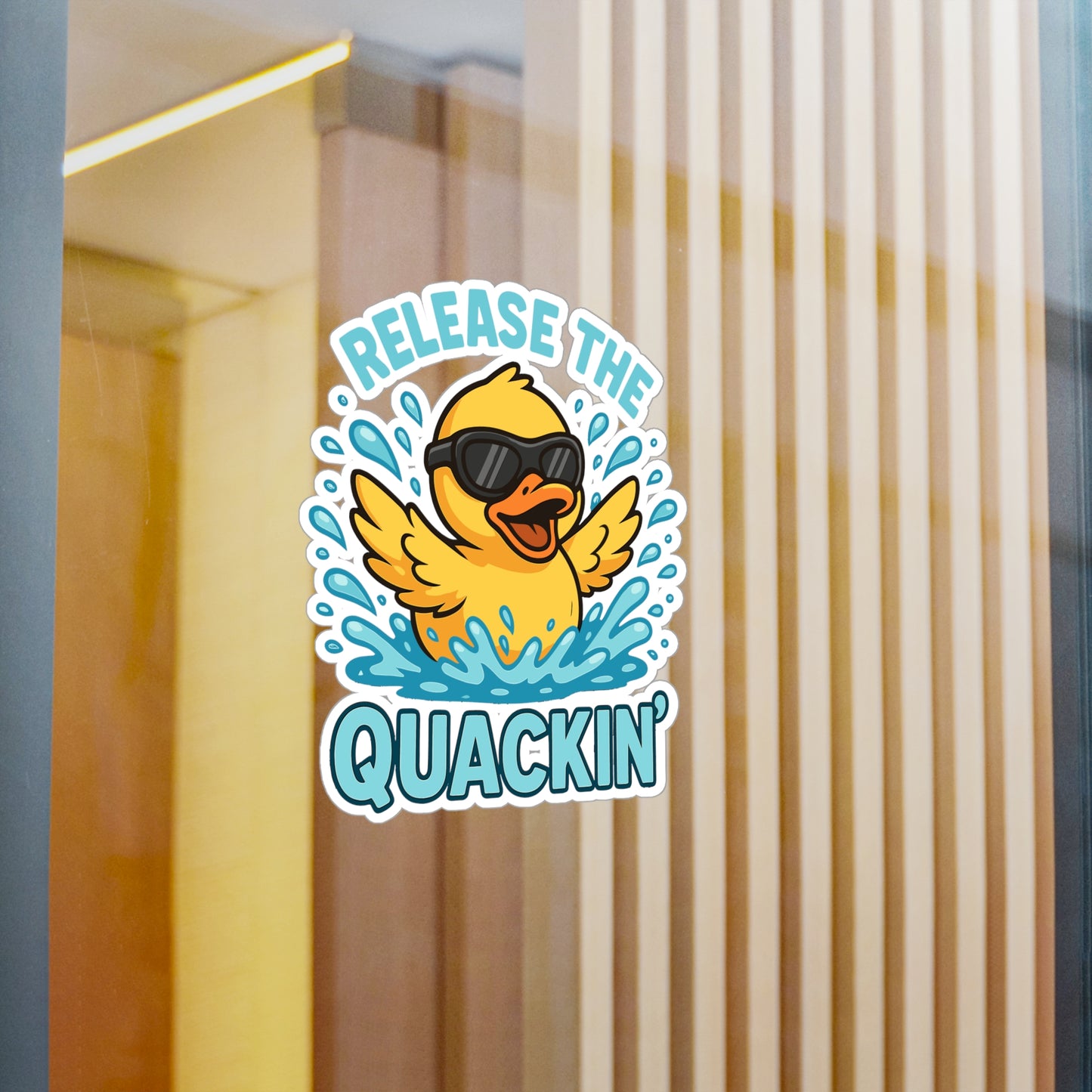 Duck Sticker – Release The Quackin Funny Decals for Laptop, Water Bottle, Waterproof Vinyl Duck Swimming Goggles Bath Accessory
