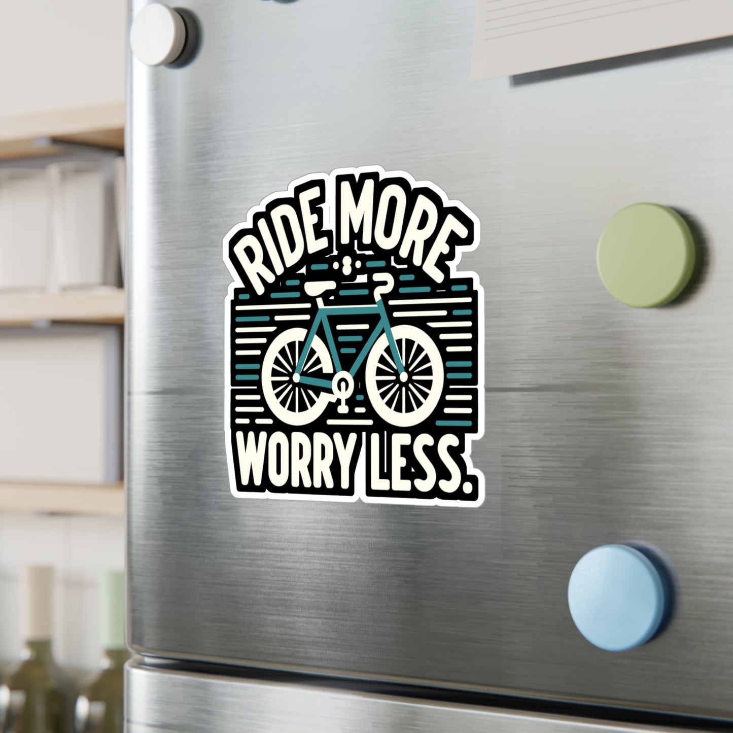 Ride more, worry less - Cycling Sticker for Wall Laptop Sticker. Water Bottle Sticker, Vinyl Cyclist Decal - Cycling Gift