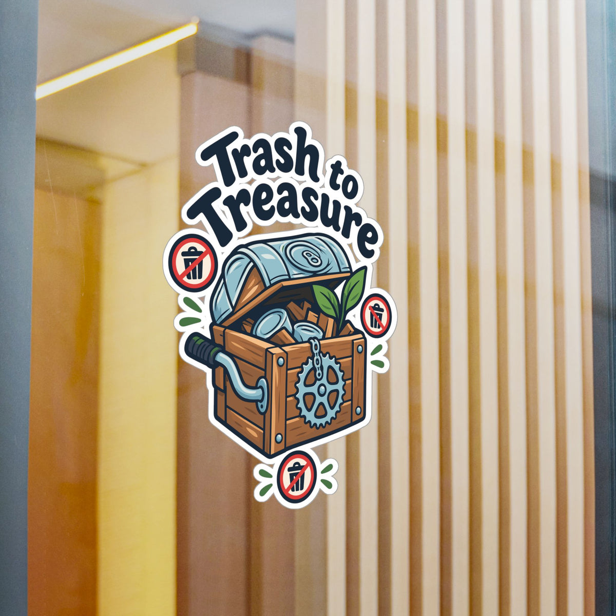 Upcycling Sticker - Trash To Treasure Recycling Art, Sustainability Decals for Laptop and Water Bottle
