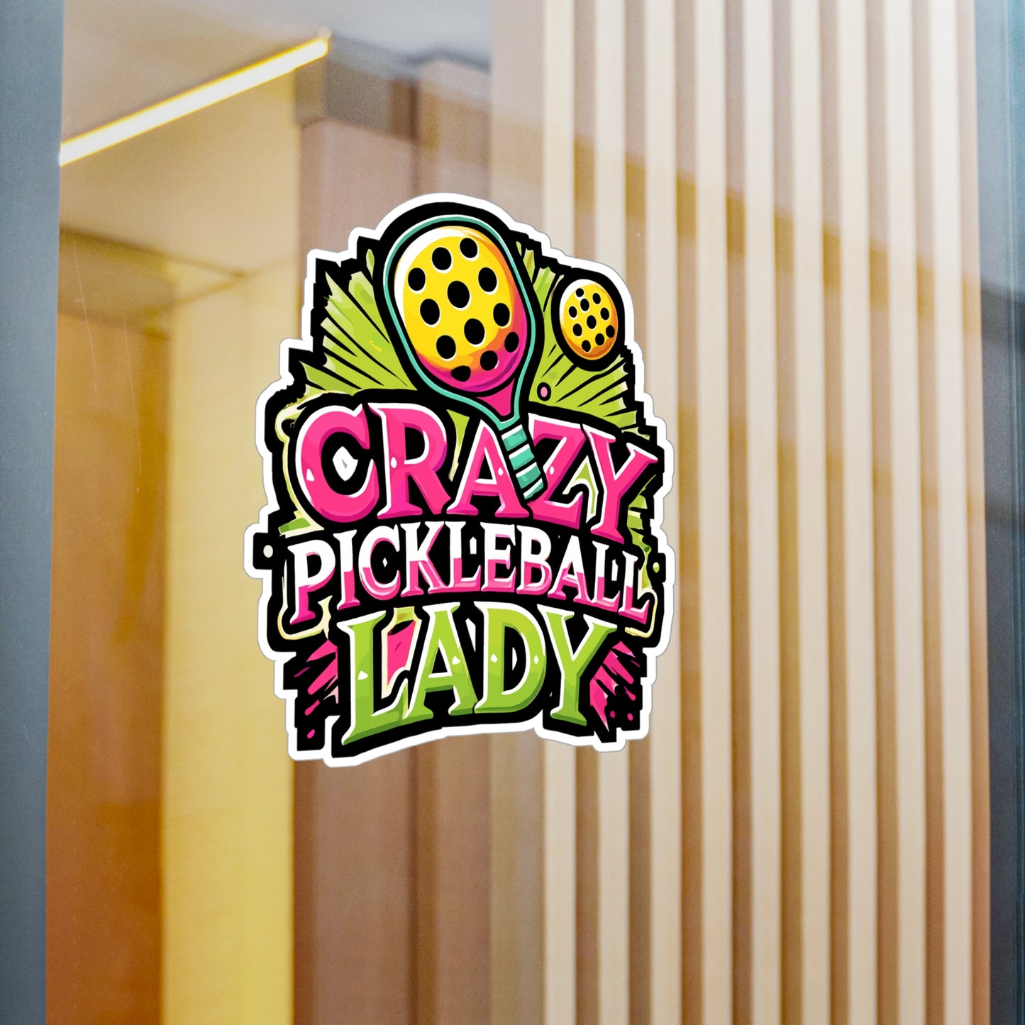 Crazy Pickleball Lady - Pickleball Sticker for Laptop Sticker. Water Bottle Sticker, Vinyl Dink Decal - Pickleball Gift