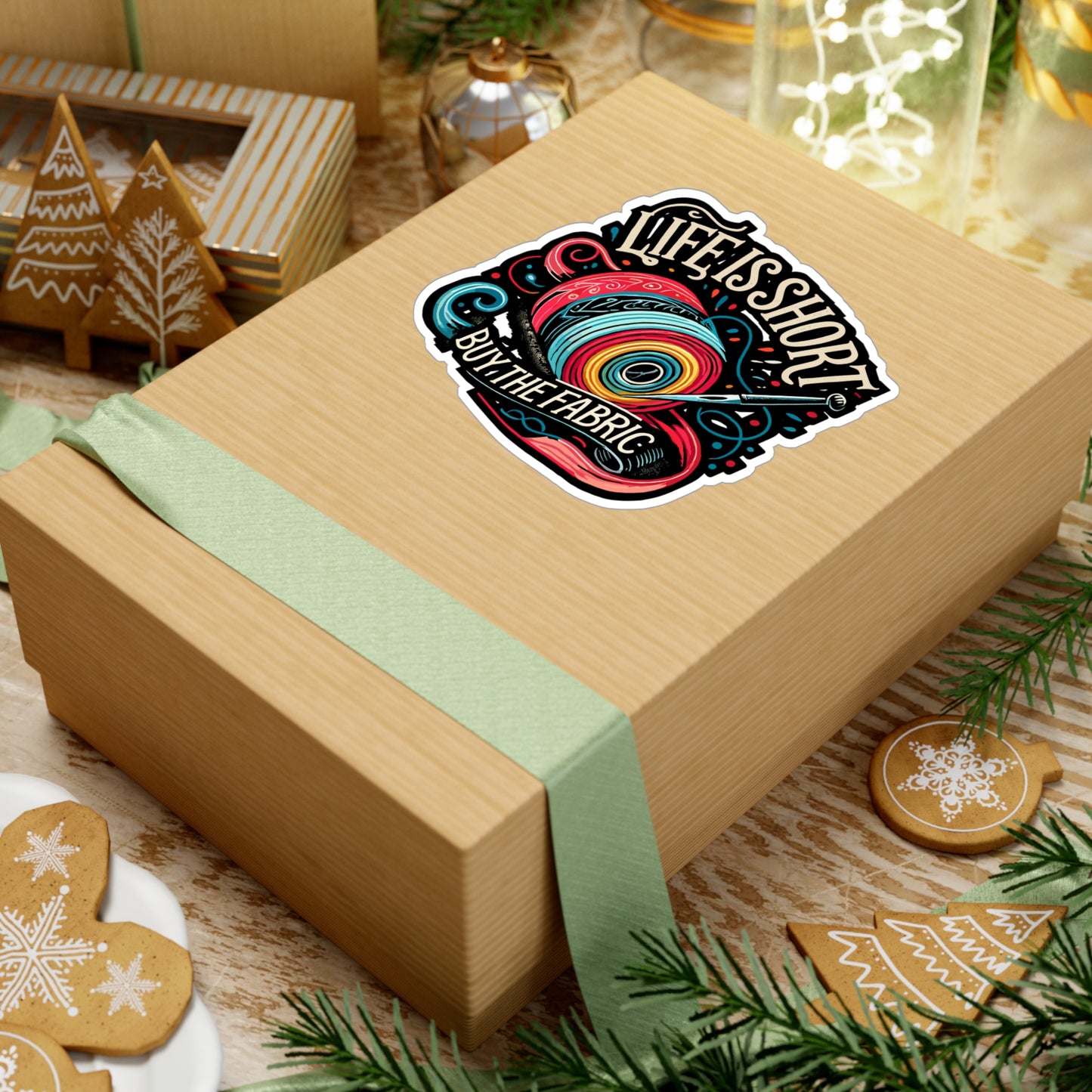 Life Is Short Buy The Fabric - Sewing Sticker for Laptop Sticker. Water Bottle Sticker, Vinyl Stitching Decal - Sewing Gift