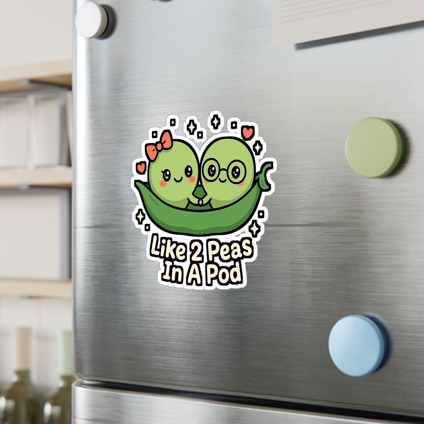 Peas Sticker "Like 2 Peas In A Pod" – Cute Beans & Pod Decals, Waterproof Vinyl for Laptop, Water Bottle, Durable & Removable