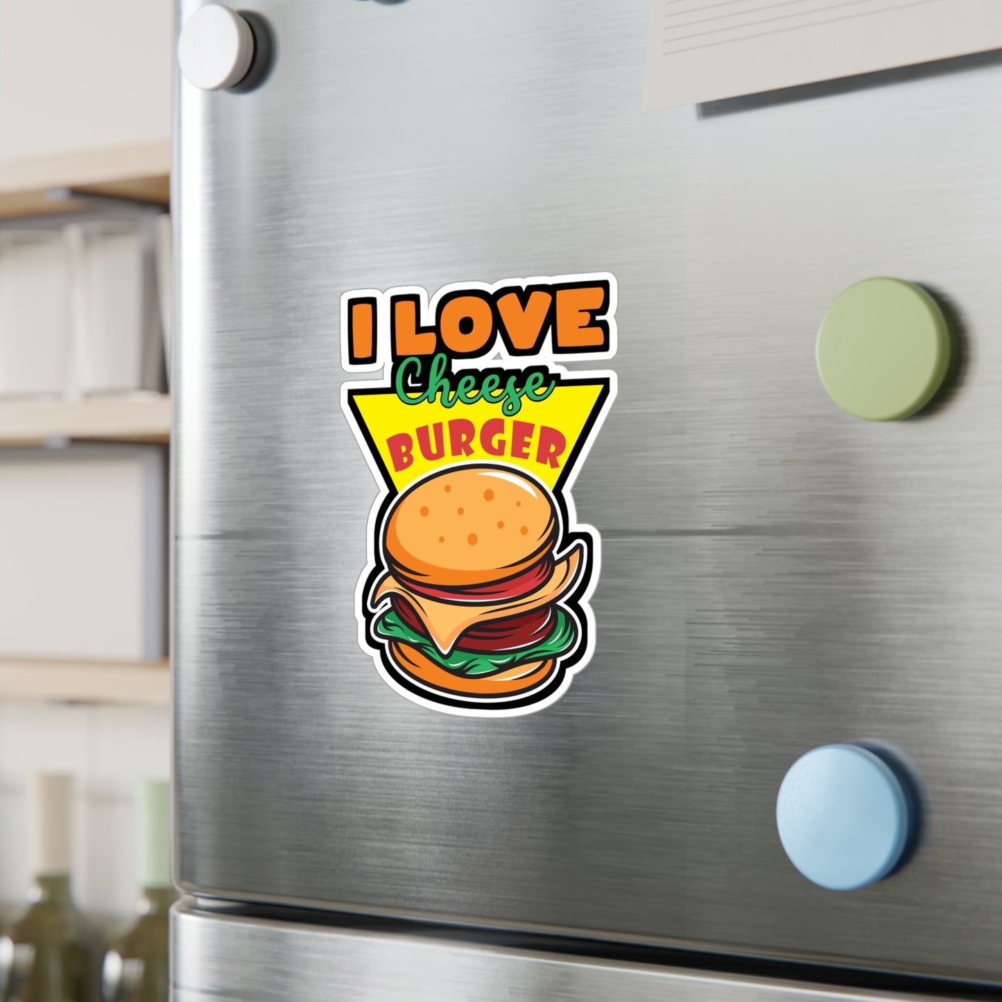 I Love Cheese Burger - Fastfood Sticker for Laptop Sticker. Water Bottle Sticker, Vinyl Fast food Decal - Fastfood Gift