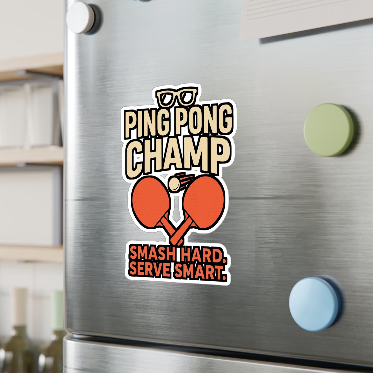 Ping Pong Champ – Vinyl Sticker for Laptop or Water Bottle | Funny Table Tennis Decal & Gift for Players