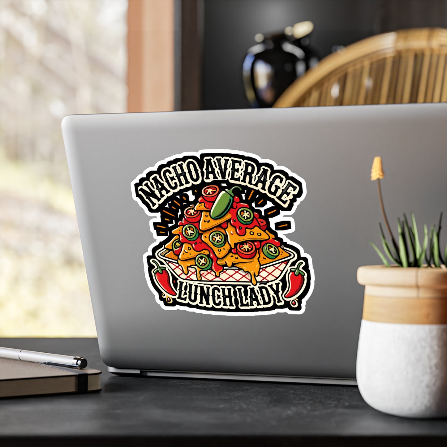 Nacho Average Lunch Lady - Nachos Sticker for Laptop Sticker. Water Bottle Sticker, Vinyl Lunch lady Decal - Nachos Gift