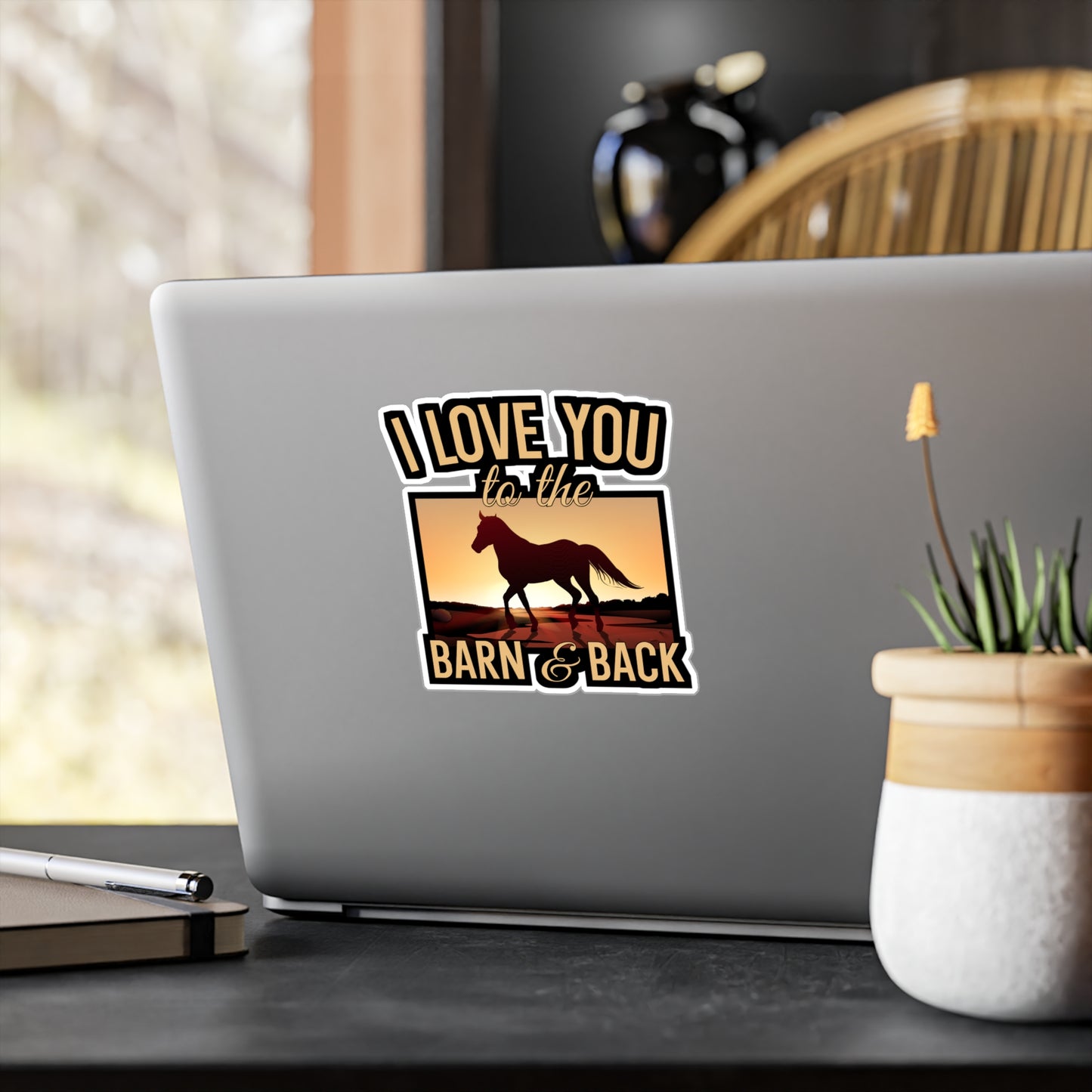 I Love You To The Barn And Back - Horse Sticker for Car, Wall, Laptop, Window, Truck Horse Gift Vinyl Barn Decal Sticker