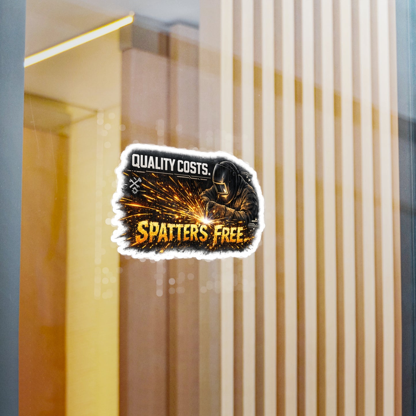 Welder Sticker “Quality costs. Spatter’s free.” Waterproof Vinyl Decals for Laptop, Water Bottle Welding Fabricator Arch