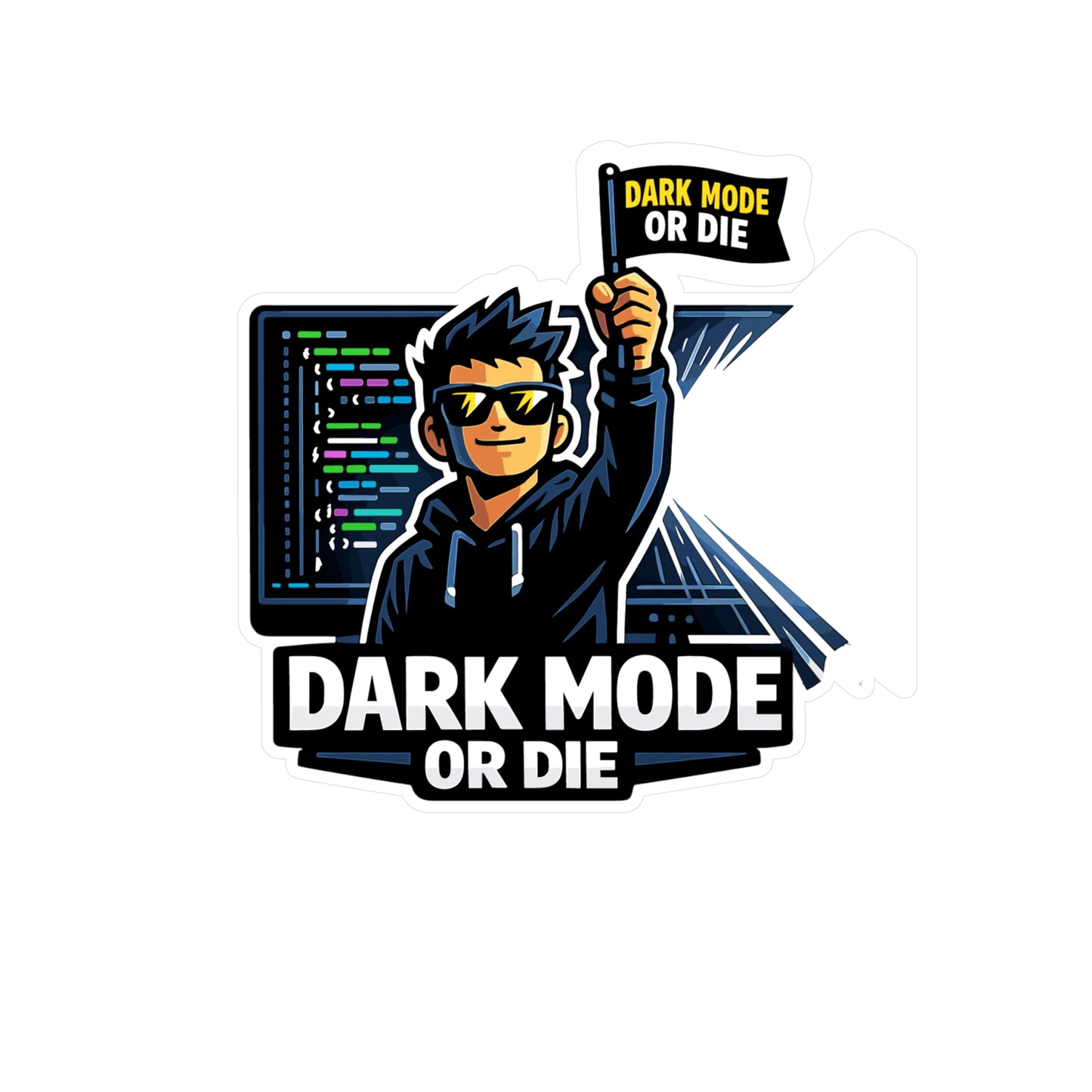 Coding Sticker Dark Mode or Die Programmer Humor Vinyl Waterproof sticker decals for Laptop, Water Bottle, Source Code Semicolon